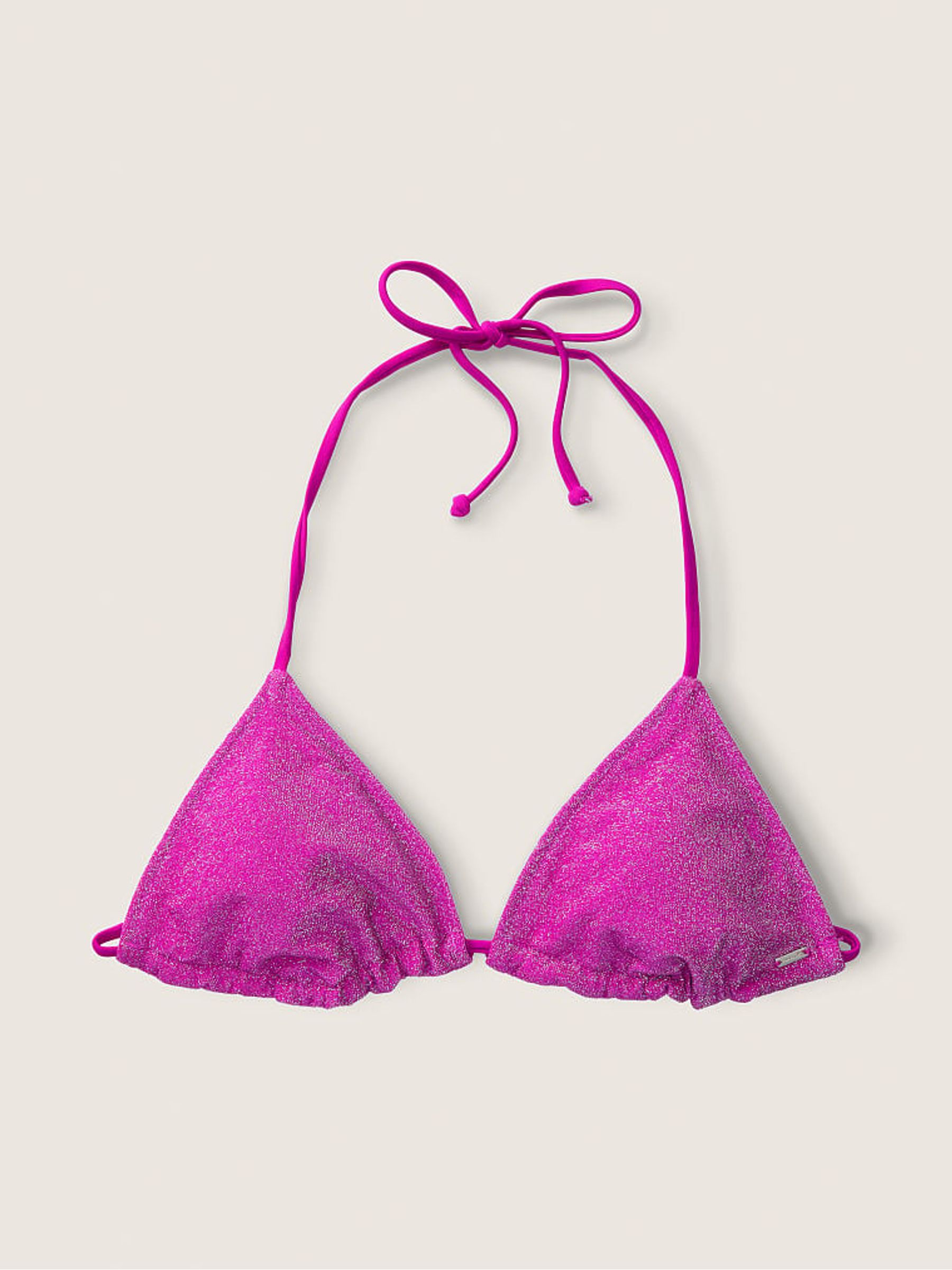 Dahlia Magenta Pink Triangle Shimmer Bikini Top - Image 3 of 4