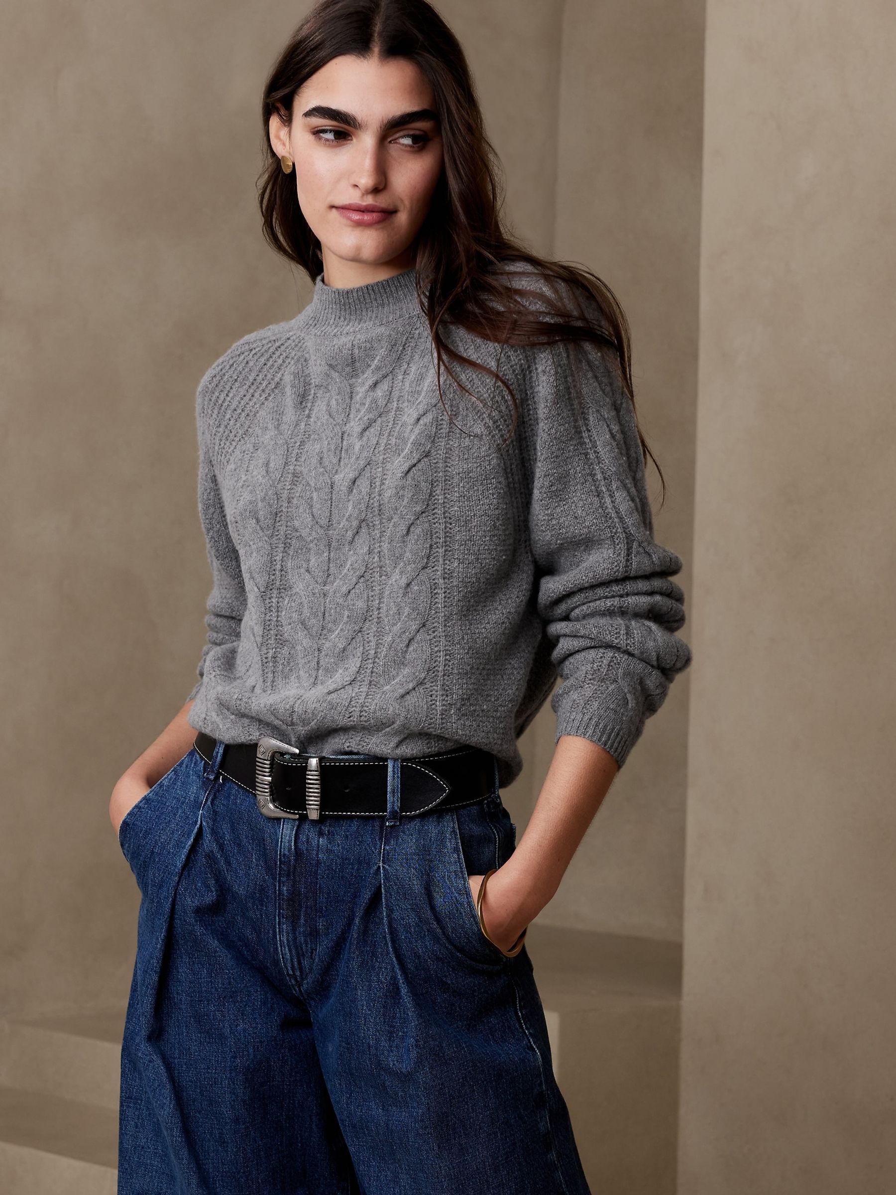 Banana Republic Grey Pura Merino-Blend Jumper - Image 1 of 1