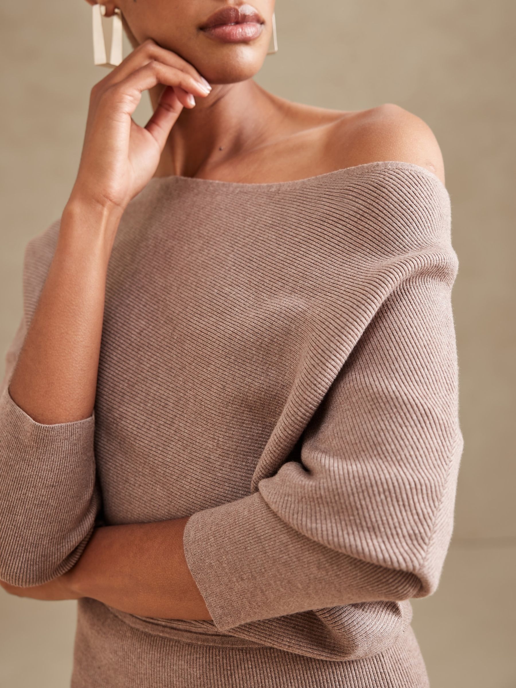Banana Republic Beige Colleta Off-Shoulder Dress - Image 3 of 3