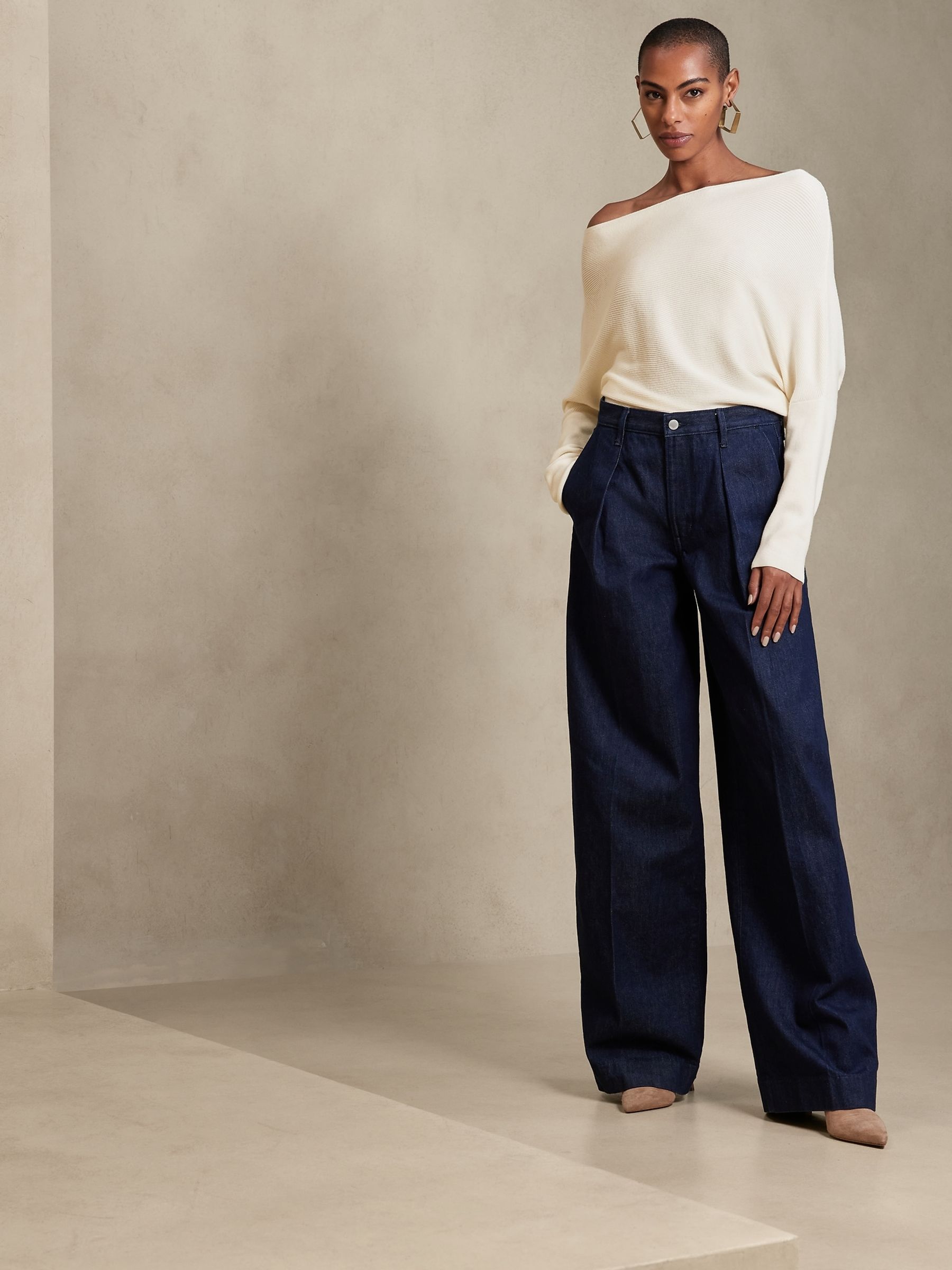 Banana Republic White Colleta Off-Shoulder Jumper - Image 3 of 4