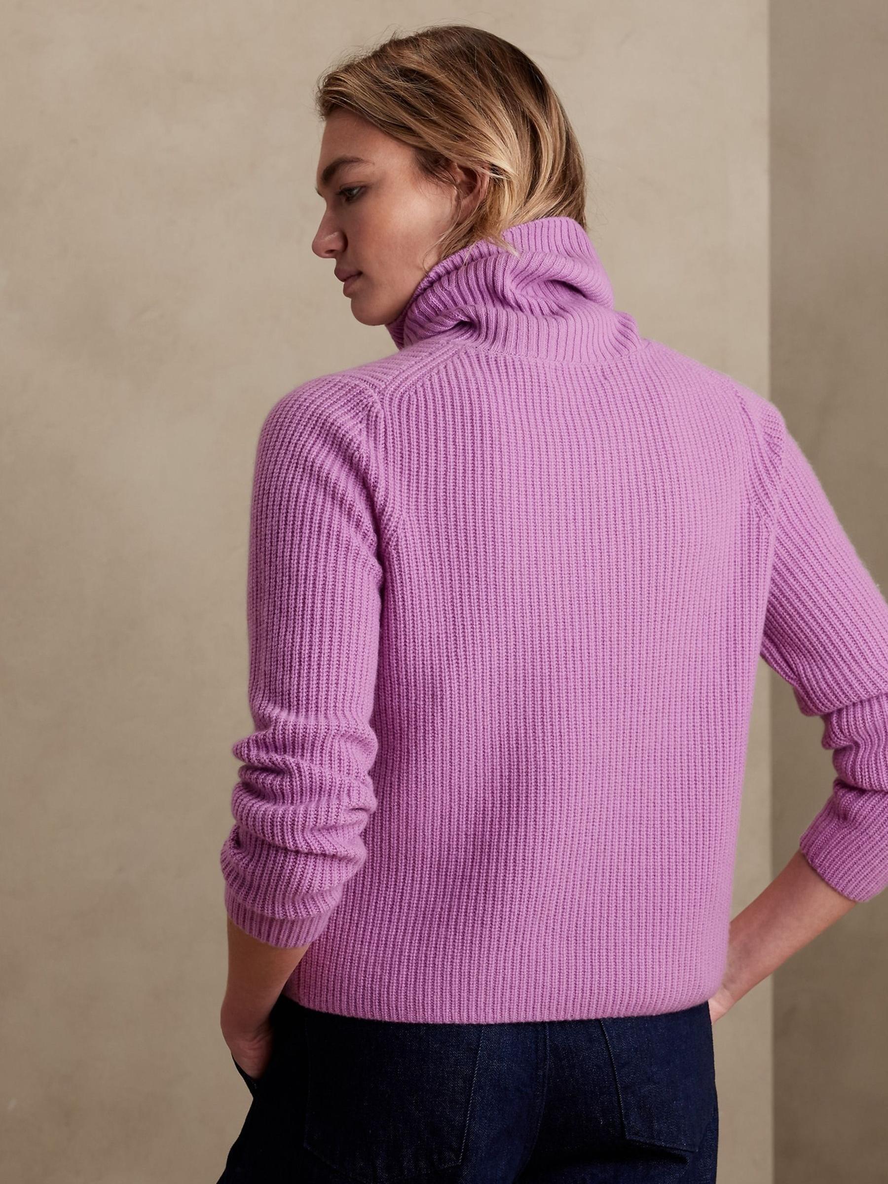 Banana Republic Purple Chiara Cashmere Turtleneck Jumper - Image 2 of 4