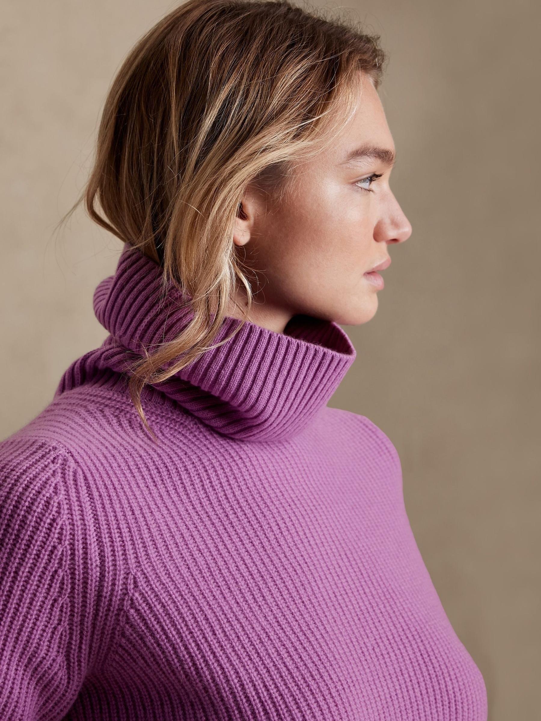 Banana Republic Purple Chiara Cashmere Turtleneck Jumper - Image 3 of 4