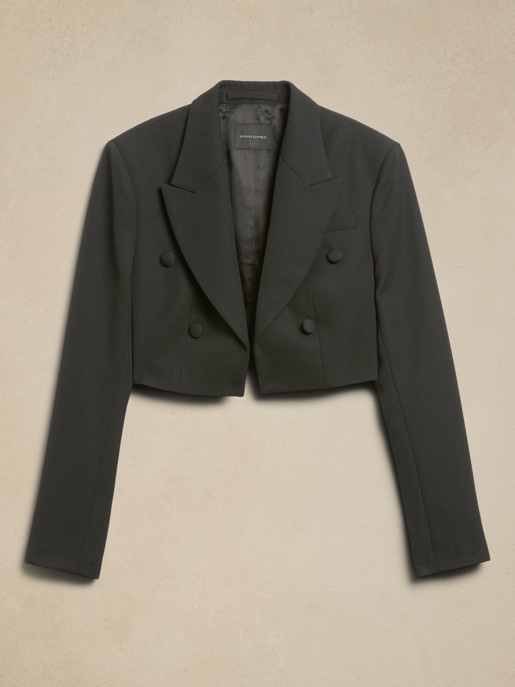 Banana Republic Black Cara Cropped Tuxedo Jacket - Image 5 of 5
