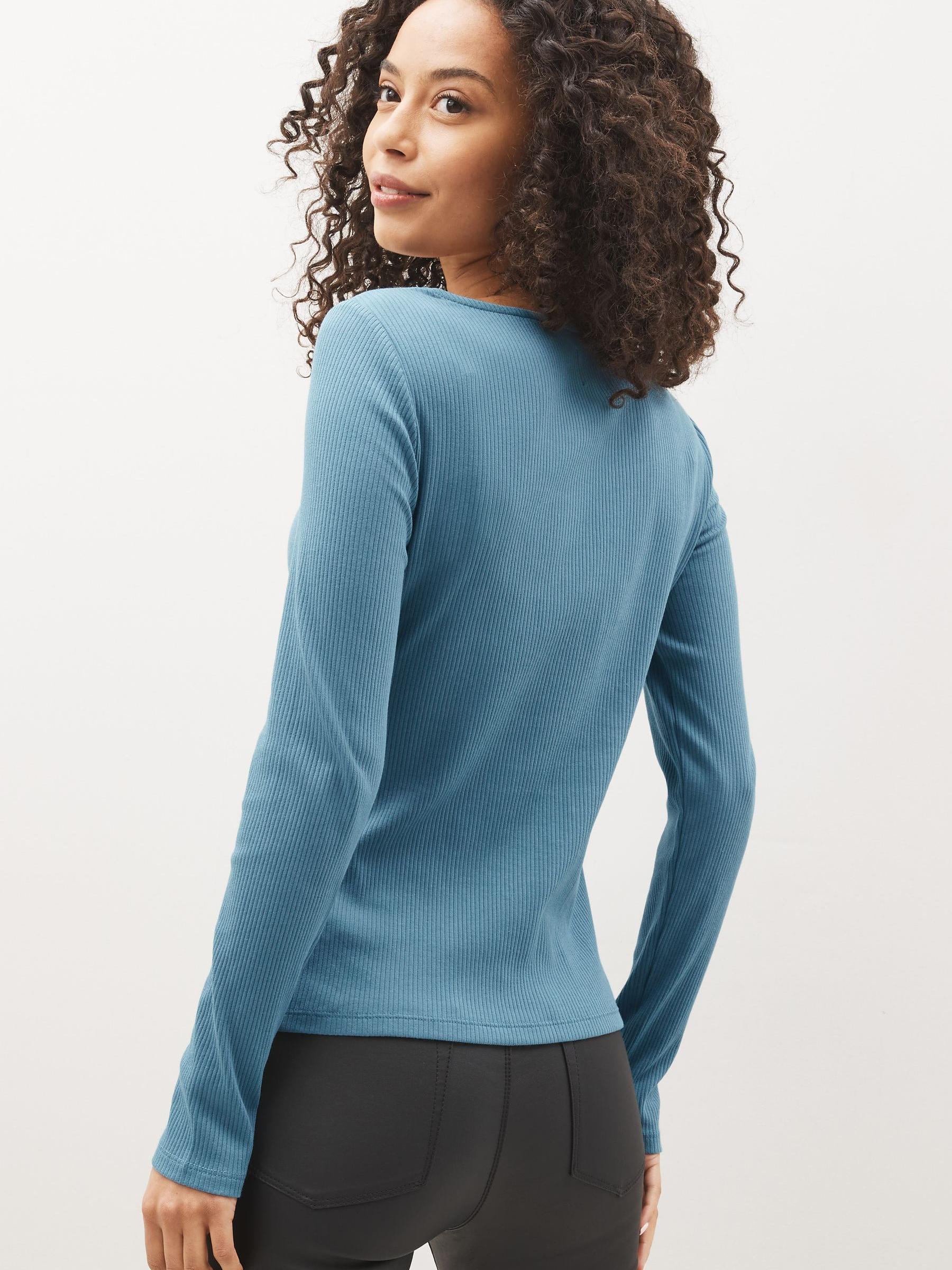 Blue Rib Crossover Cutout Top - Image 2 of 4