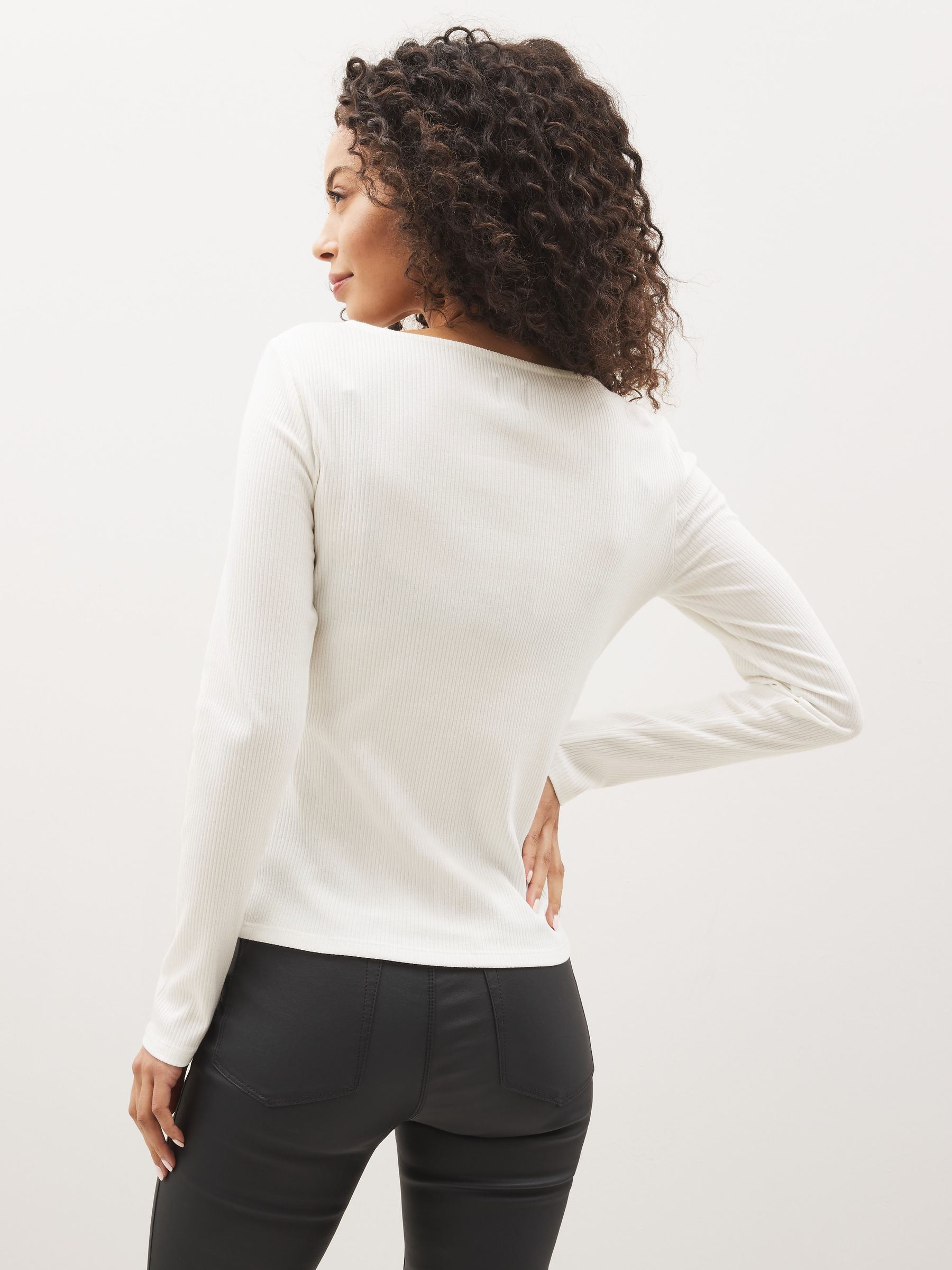 White Rib Crossover Cutout Top - Image 2 of 4