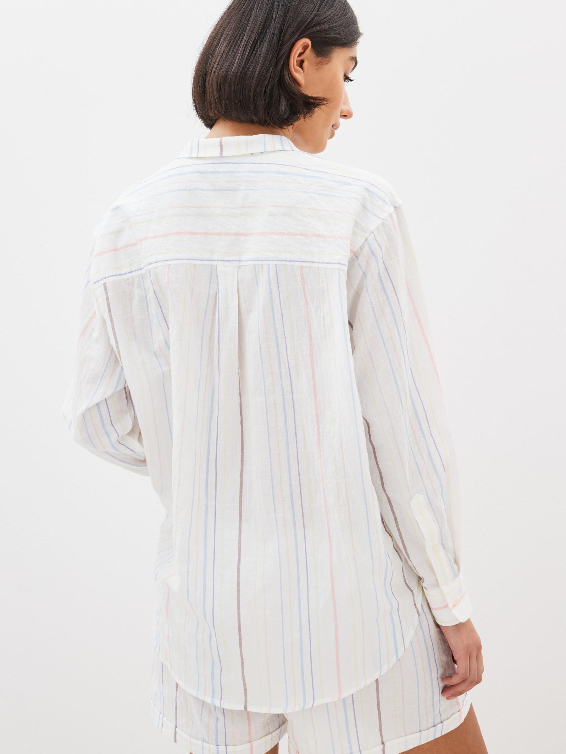 White Stripe Long Sleeve Pyjama Top - Image 2 of 6