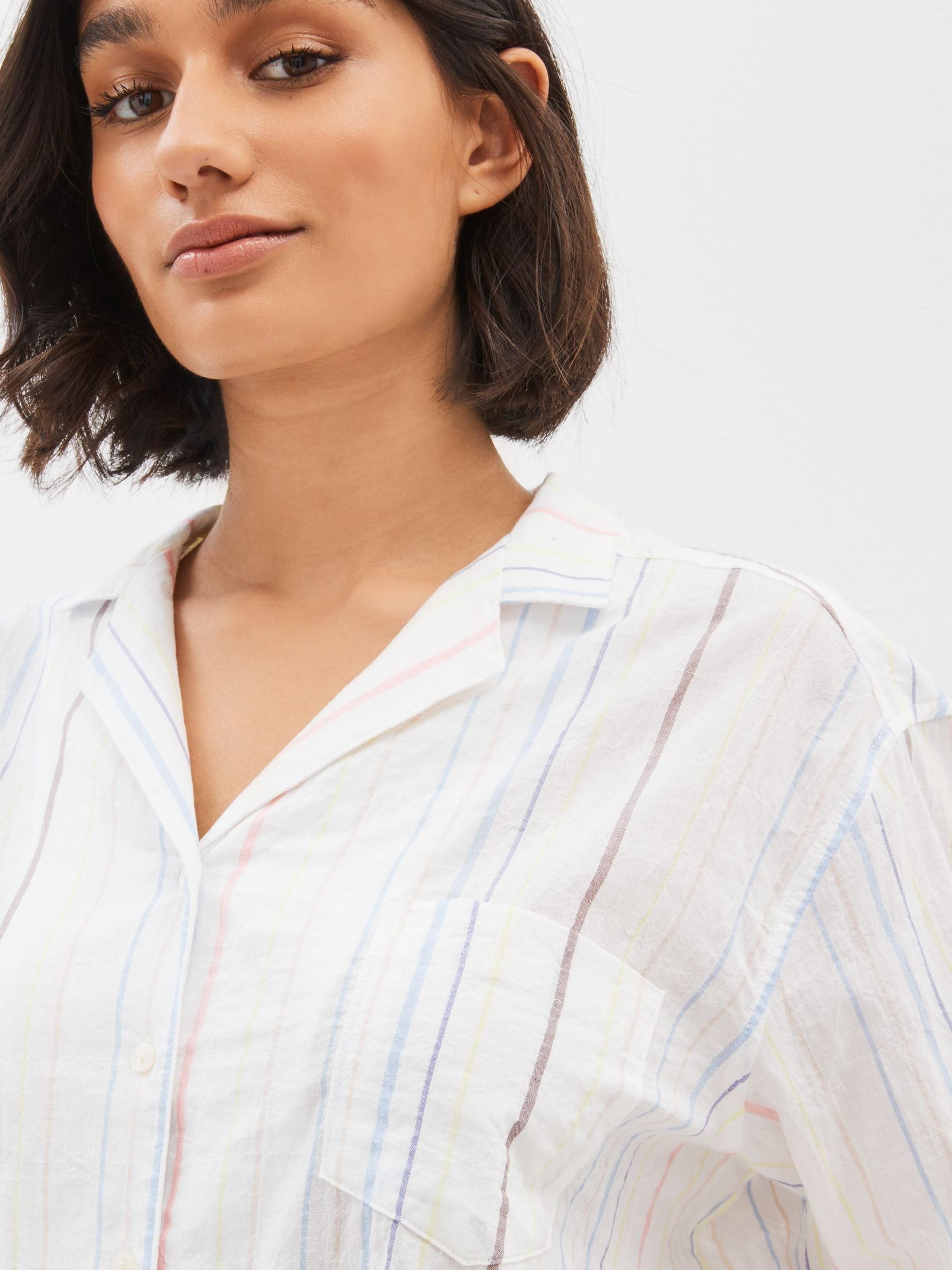 White Stripe Long Sleeve Pyjama Top - Image 3 of 6