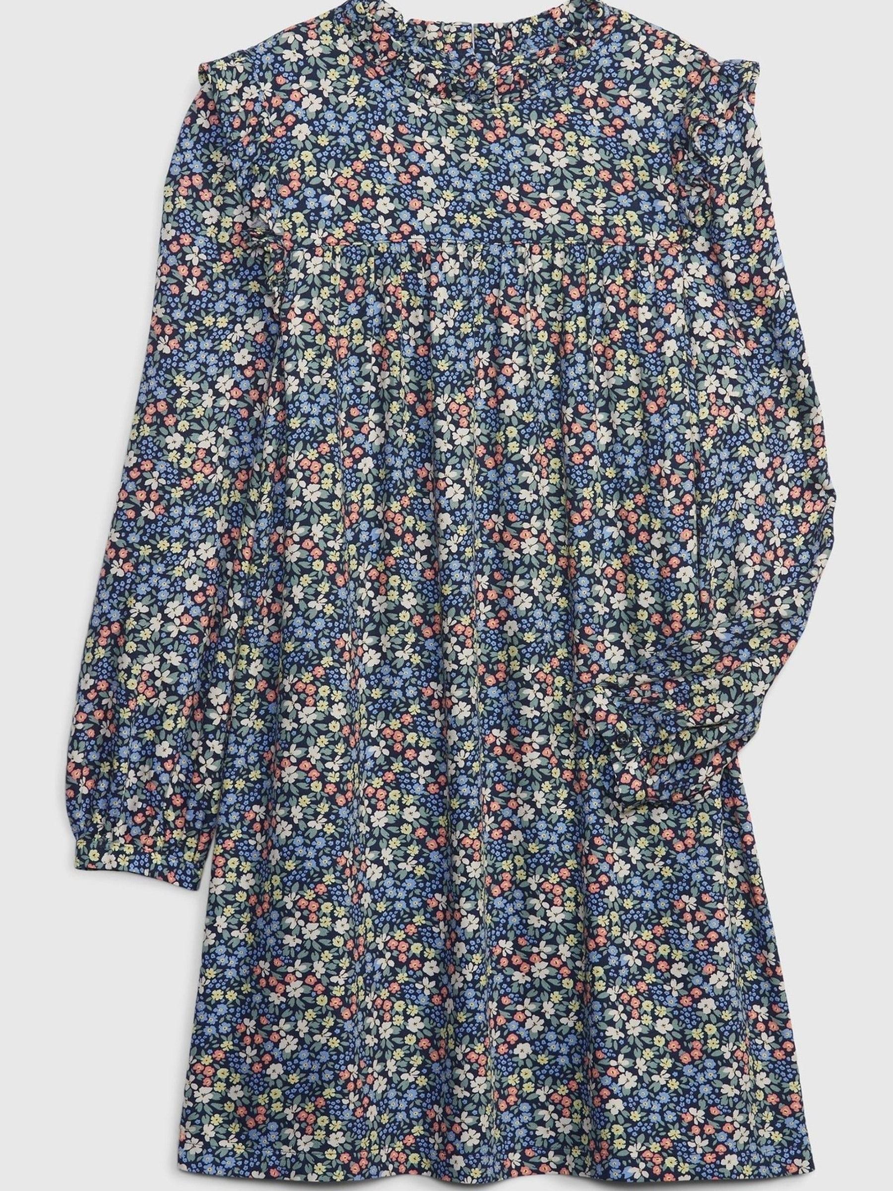 Multi Long Sleeve Ruffle Round Neck Dress - Image 1 of 1