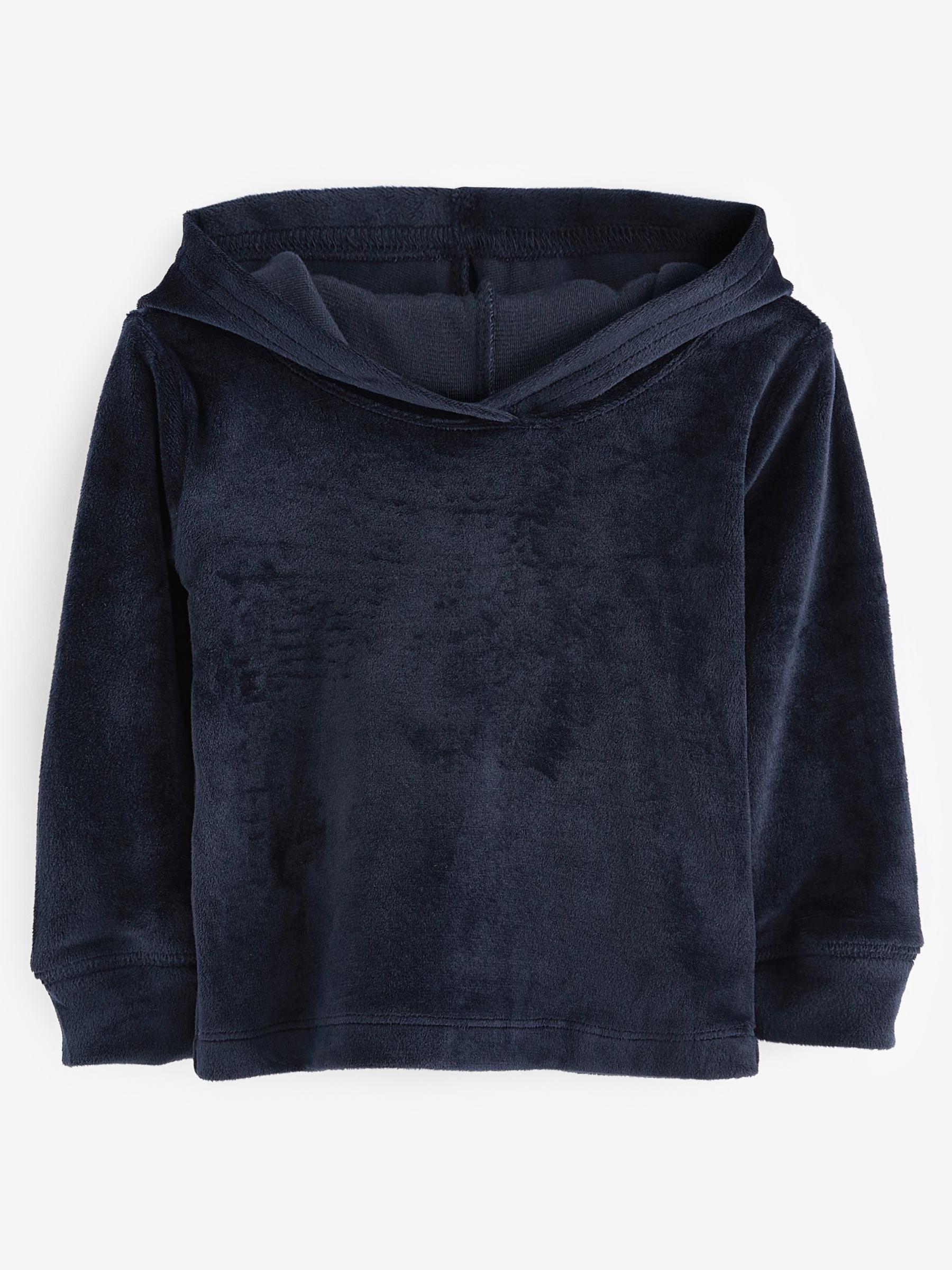 Navy Blue Velour Hoodie - Image 1 of 3