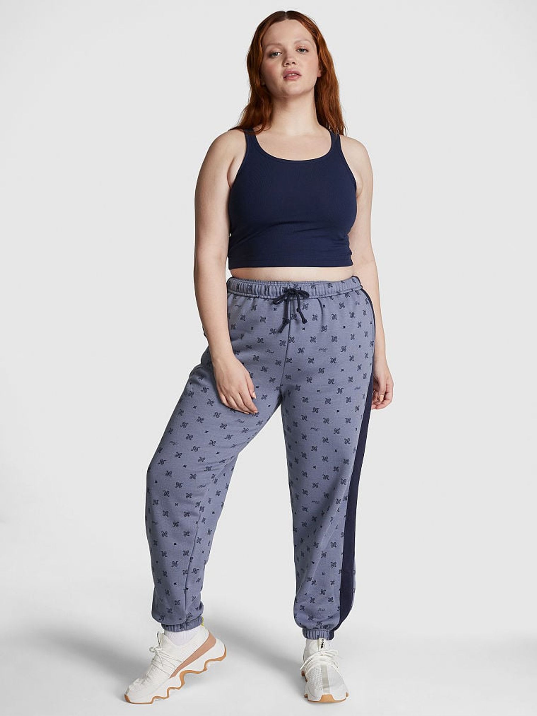 Dusty Iris Blue Print Fleece Cuffed Jogger - Image 1 of 4