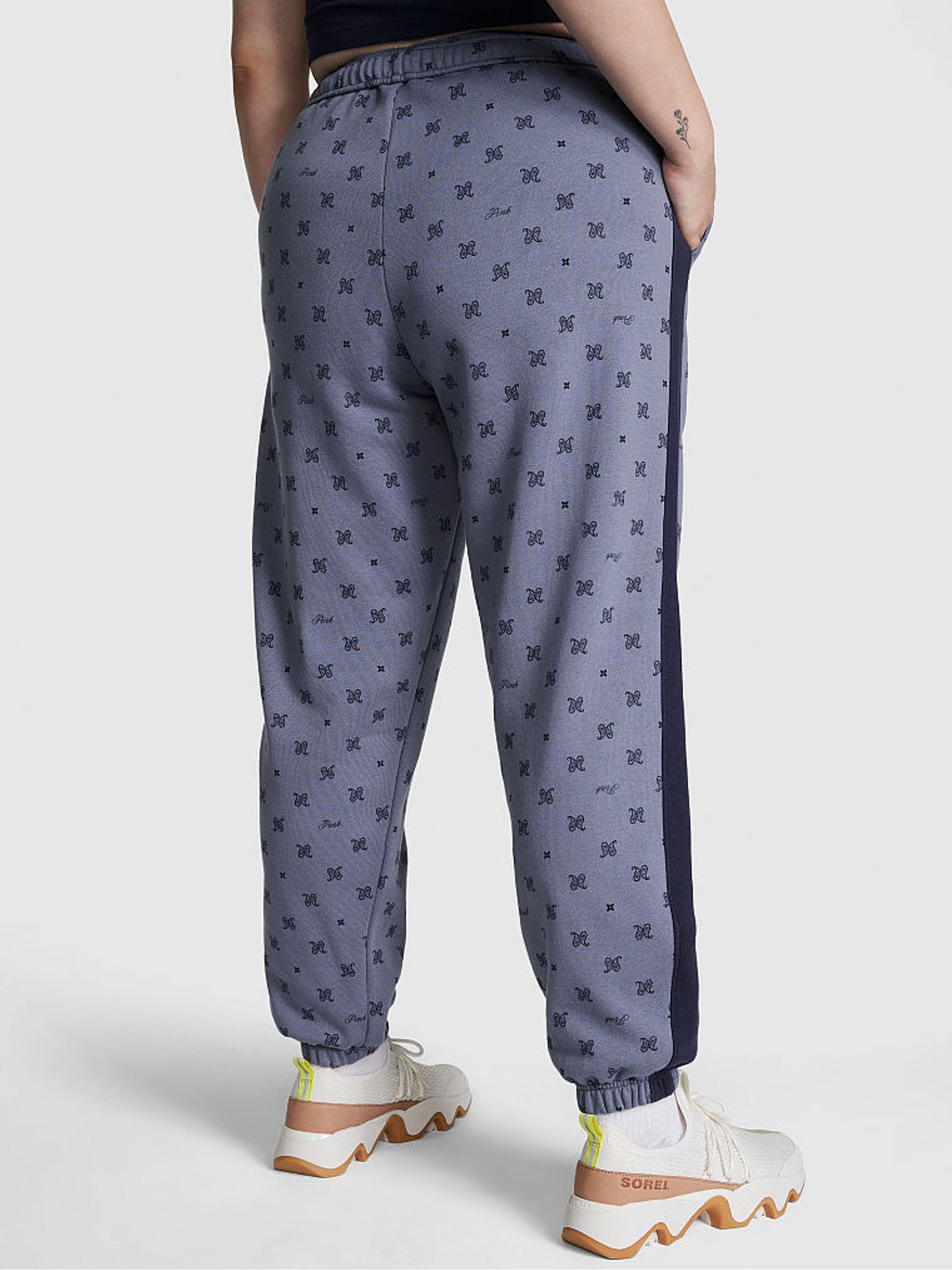 Dusty Iris Blue Print Fleece Cuffed Jogger - Image 2 of 4