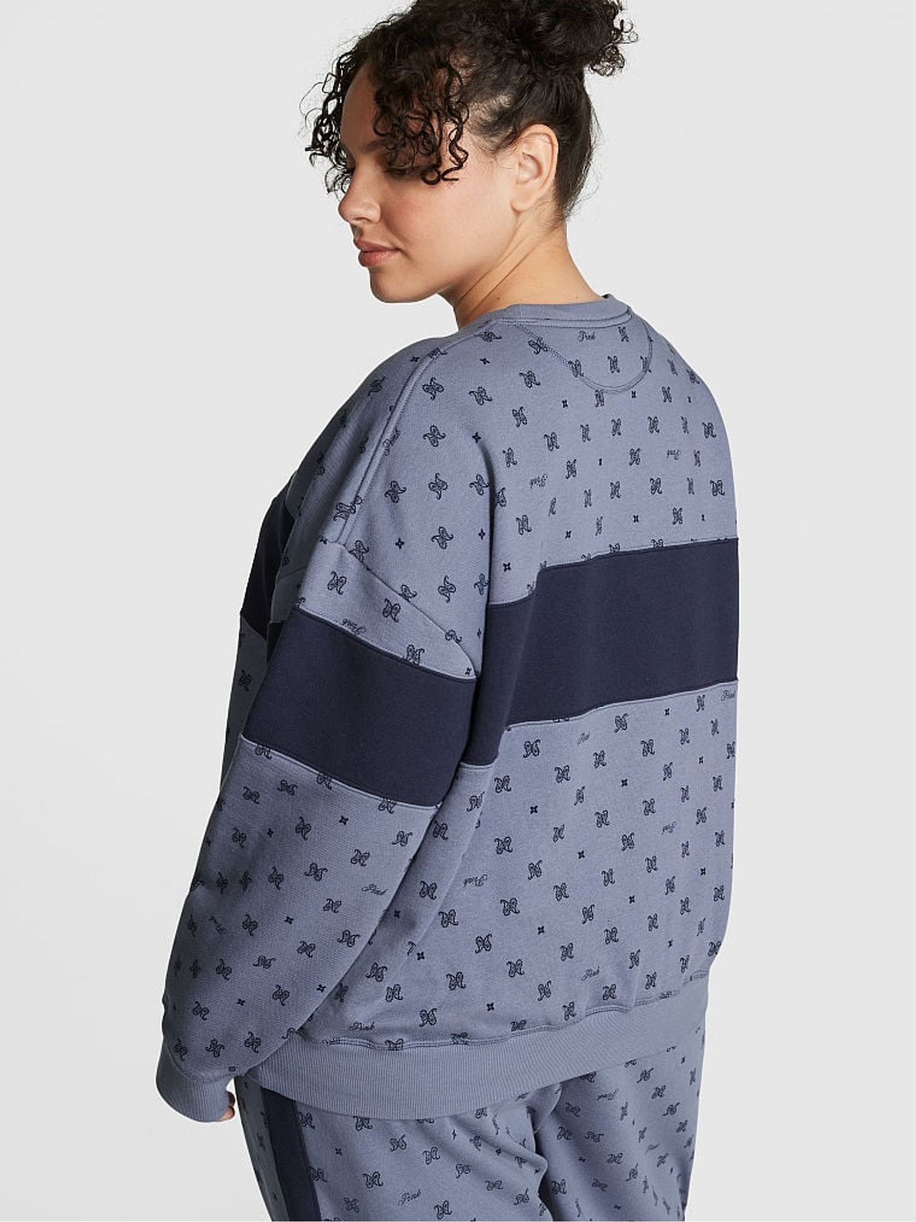 Dusty Iris Blue Print Fleece Sweatshirt - Image 4 of 4