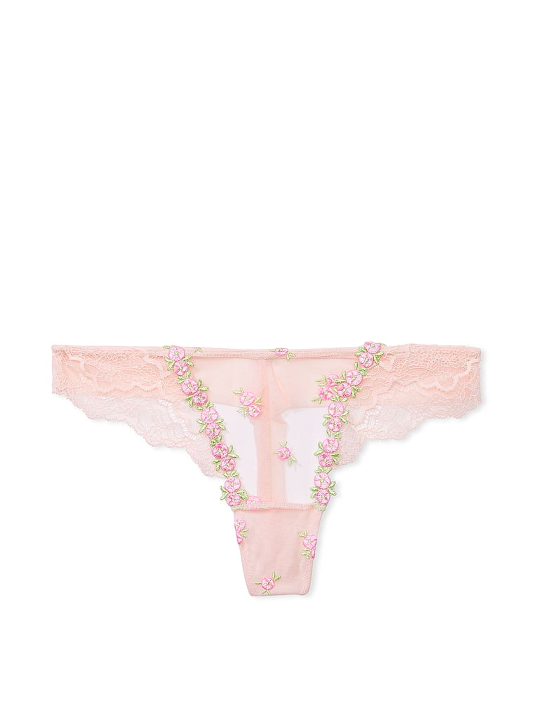 Pink Fizz Thong Embroidered Knickers - Image 3 of 3