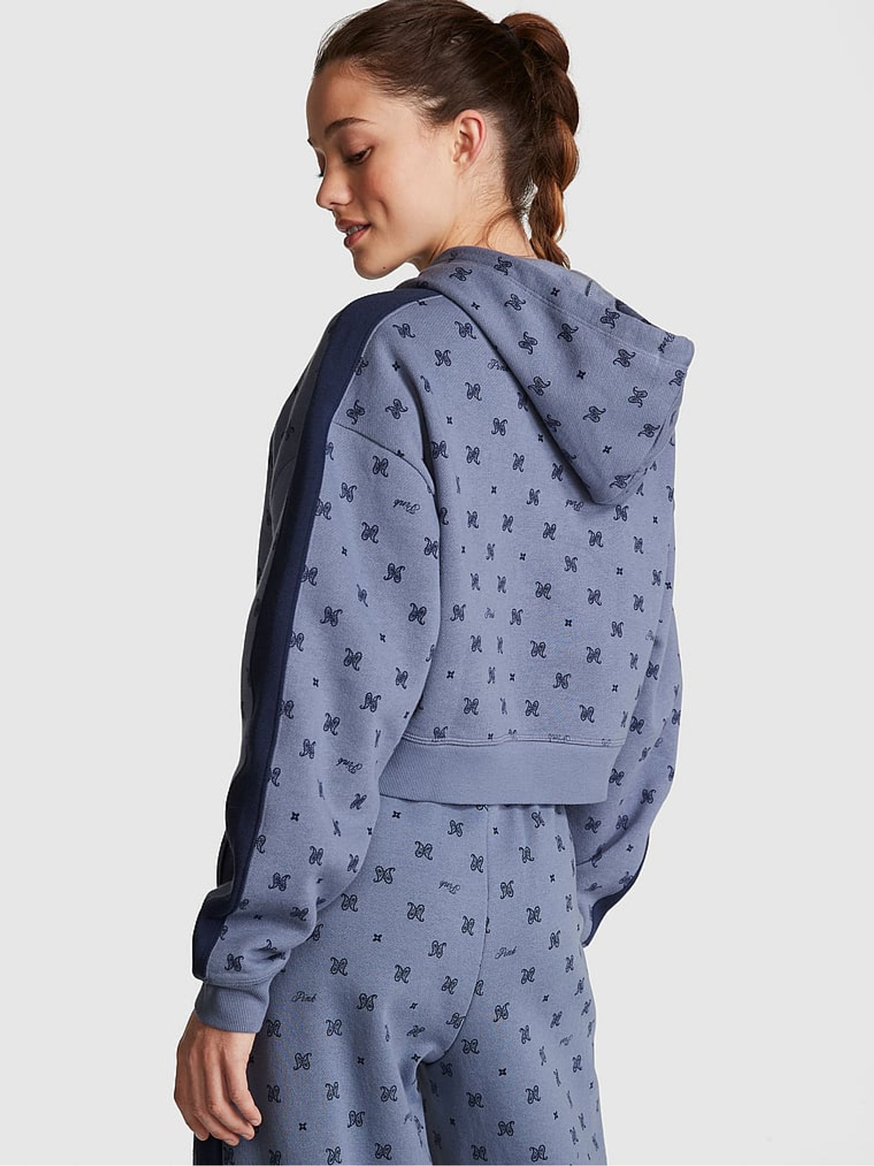 Dusty Iris Blue Print Fleece Hoodie - Image 2 of 4