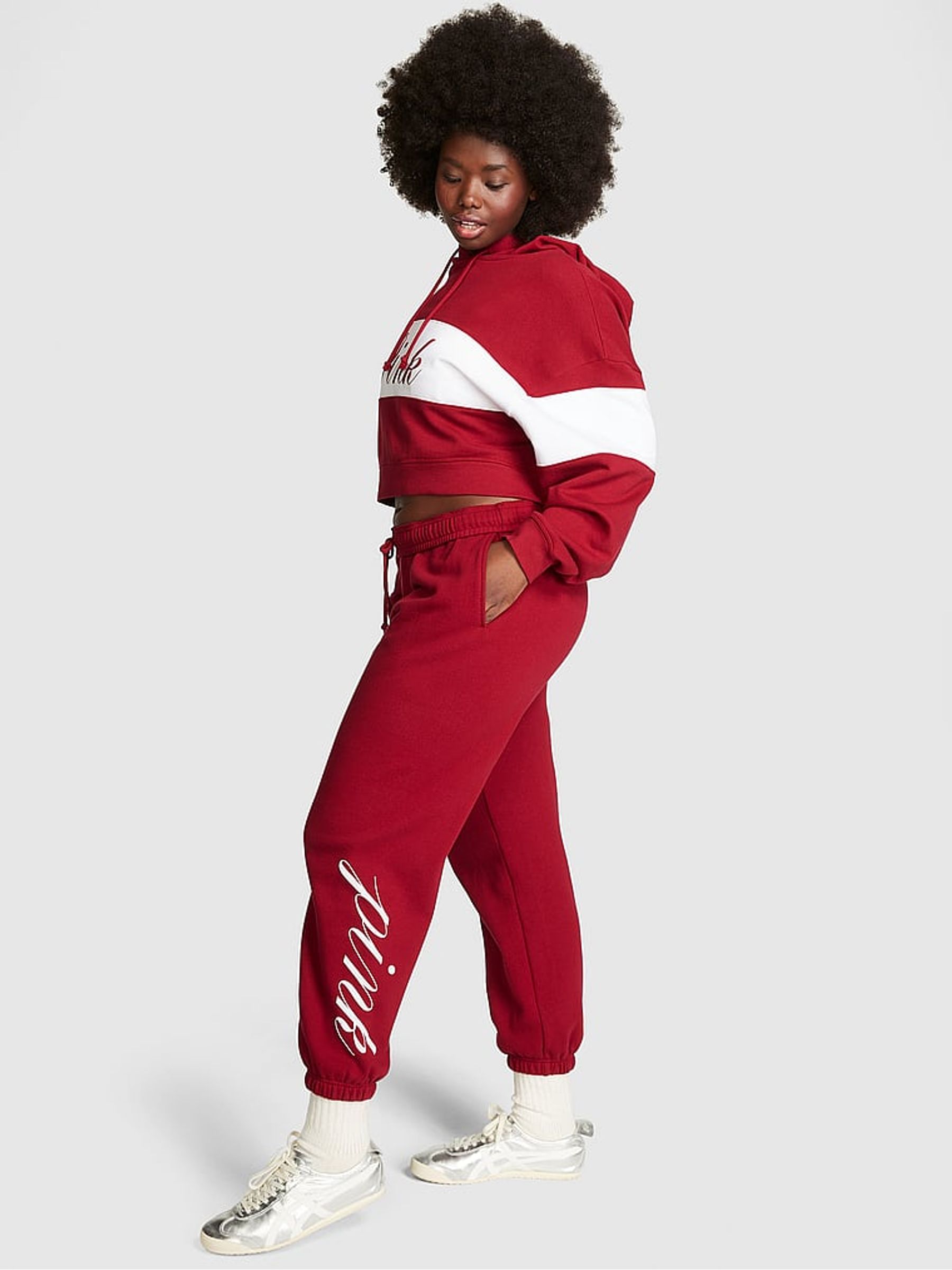 Red Laquer Fleece Joggers - Image 1 of 3