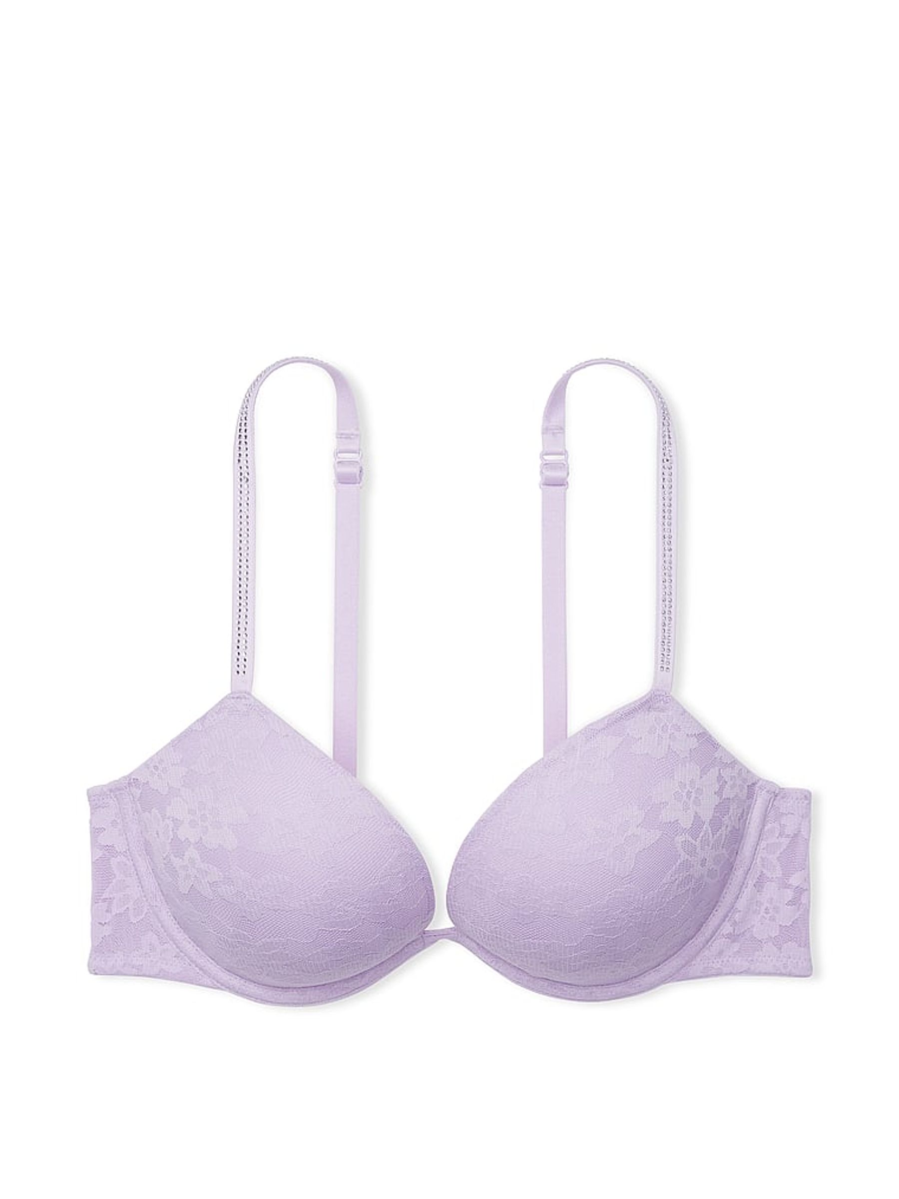 Lilac Purple Shine Strap Lace Super Push Up Bra - Image 3 of 4