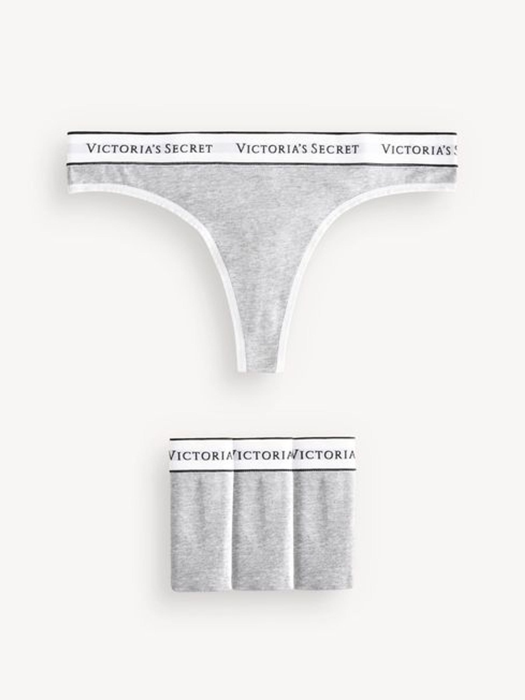 Grey Heather Thong Logo 4 Pack Knickers - Image 1 of 7