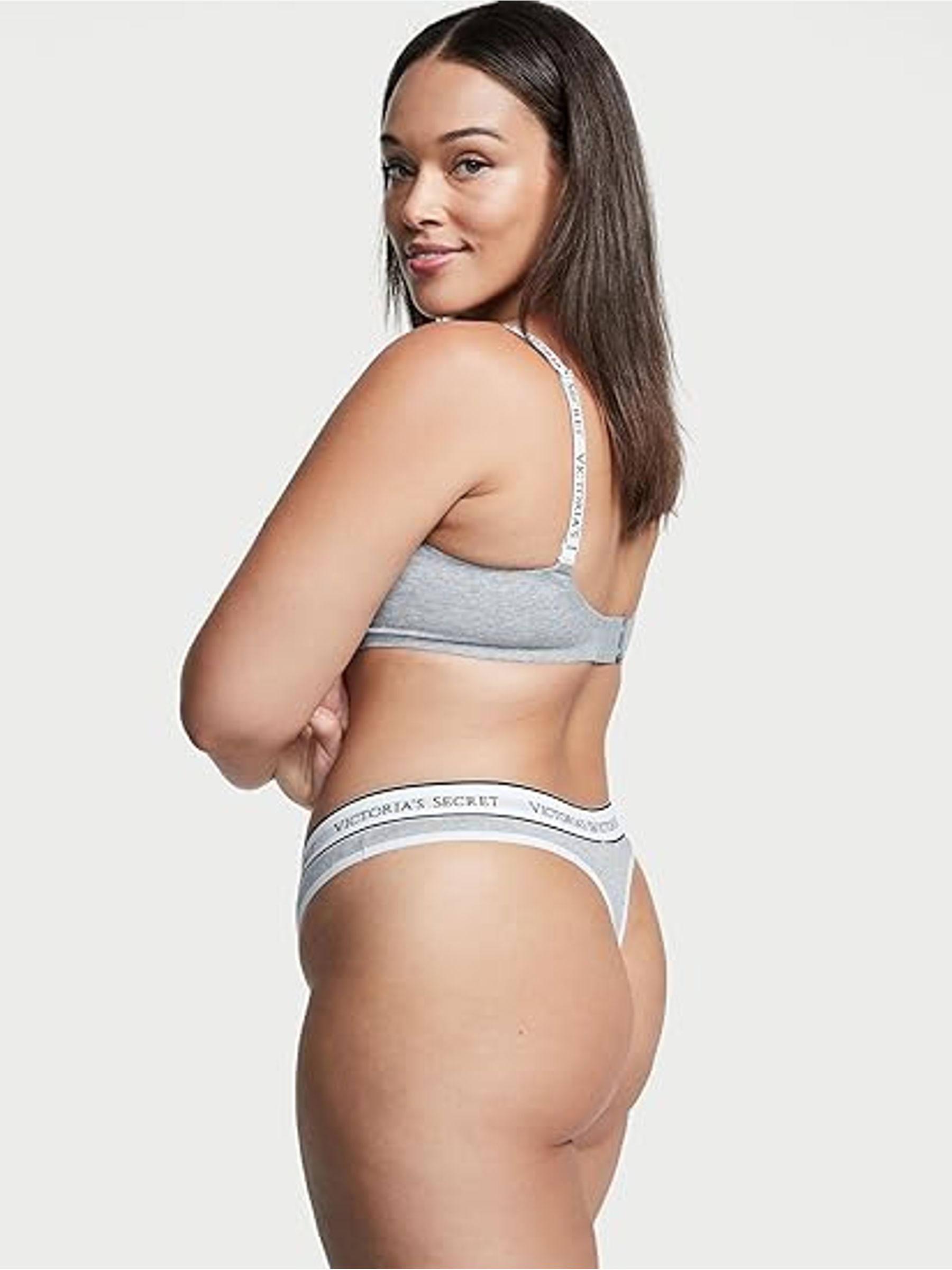 Grey Heather Thong Logo 4 Pack Knickers - Image 7 of 7
