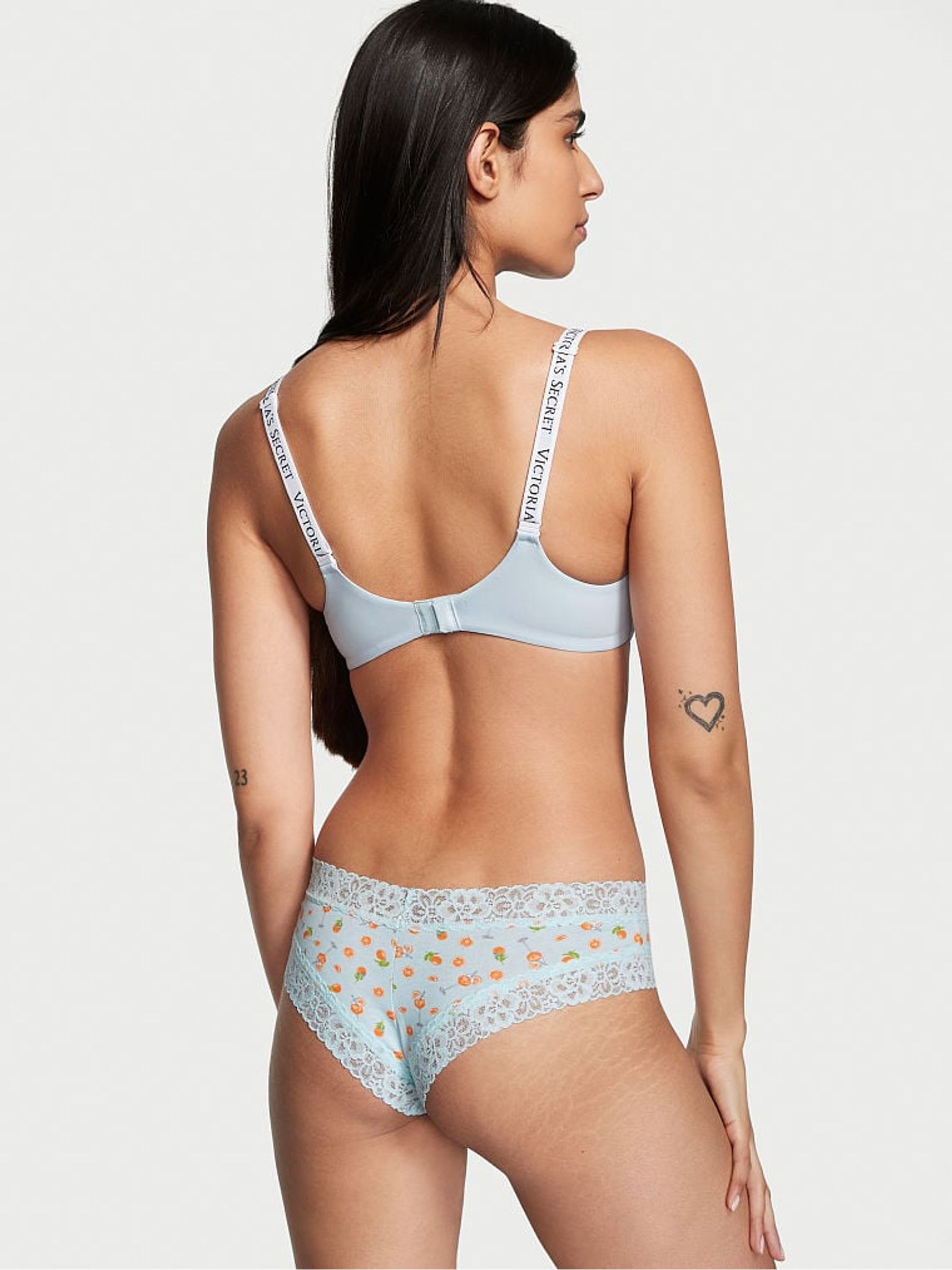 Resort Blue Aperol Lace Waist Cotton Cheeky Knickers - Image 2 of 3