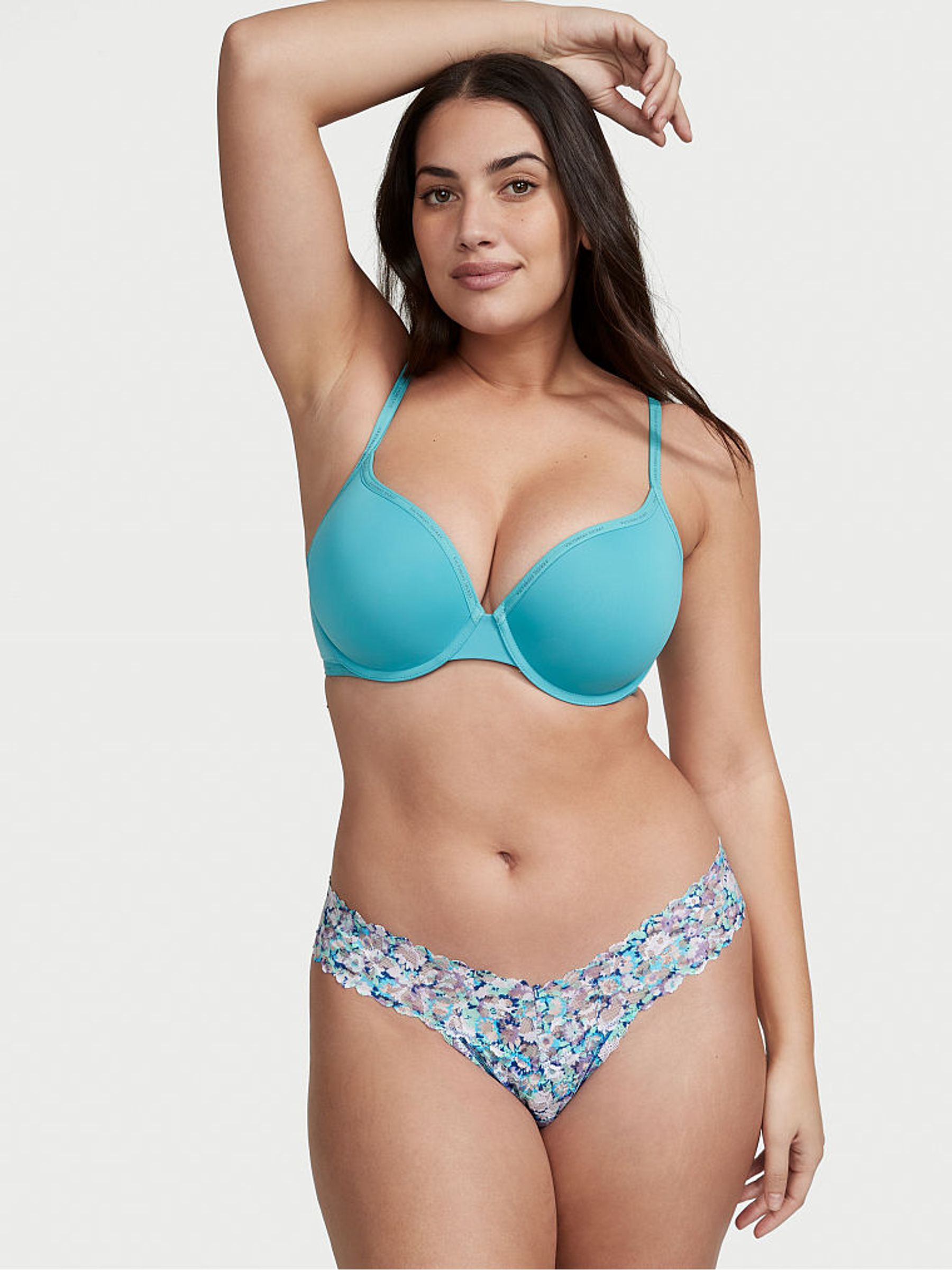 Blue Ditsy Floral Thong Lace Knickers - Image 1 of 3