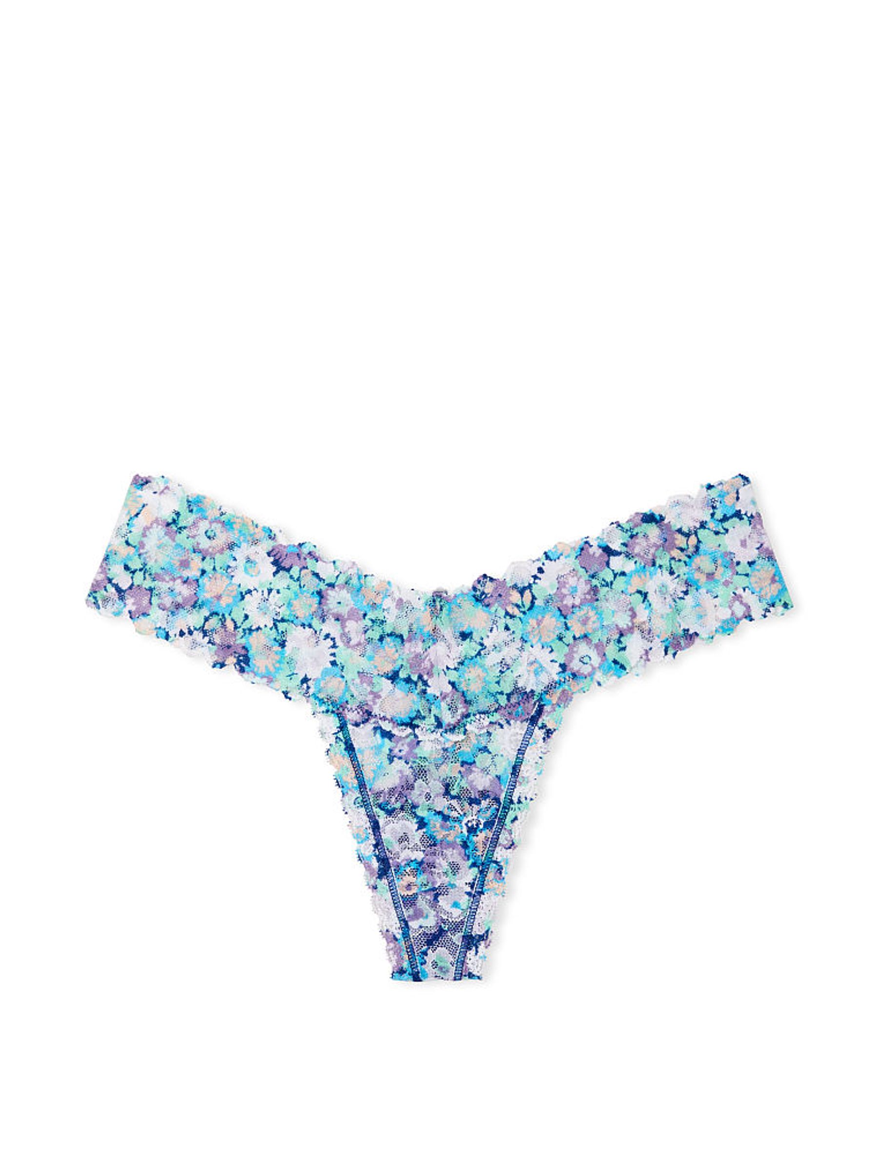Blue Ditsy Floral Thong Lace Knickers - Image 3 of 3