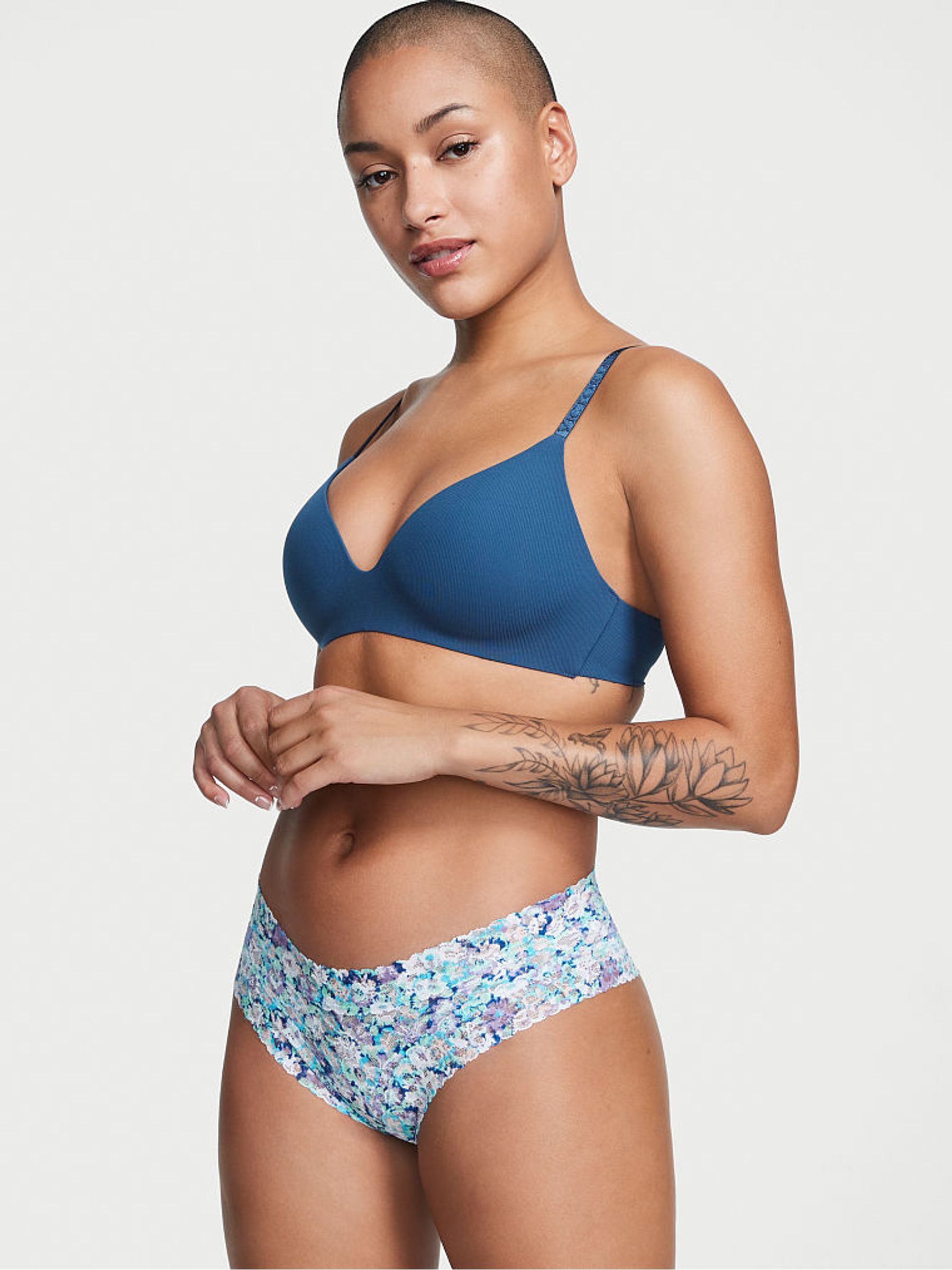 Blue Ditsy Floral Cheeky Lace Knickers - Image 1 of 3