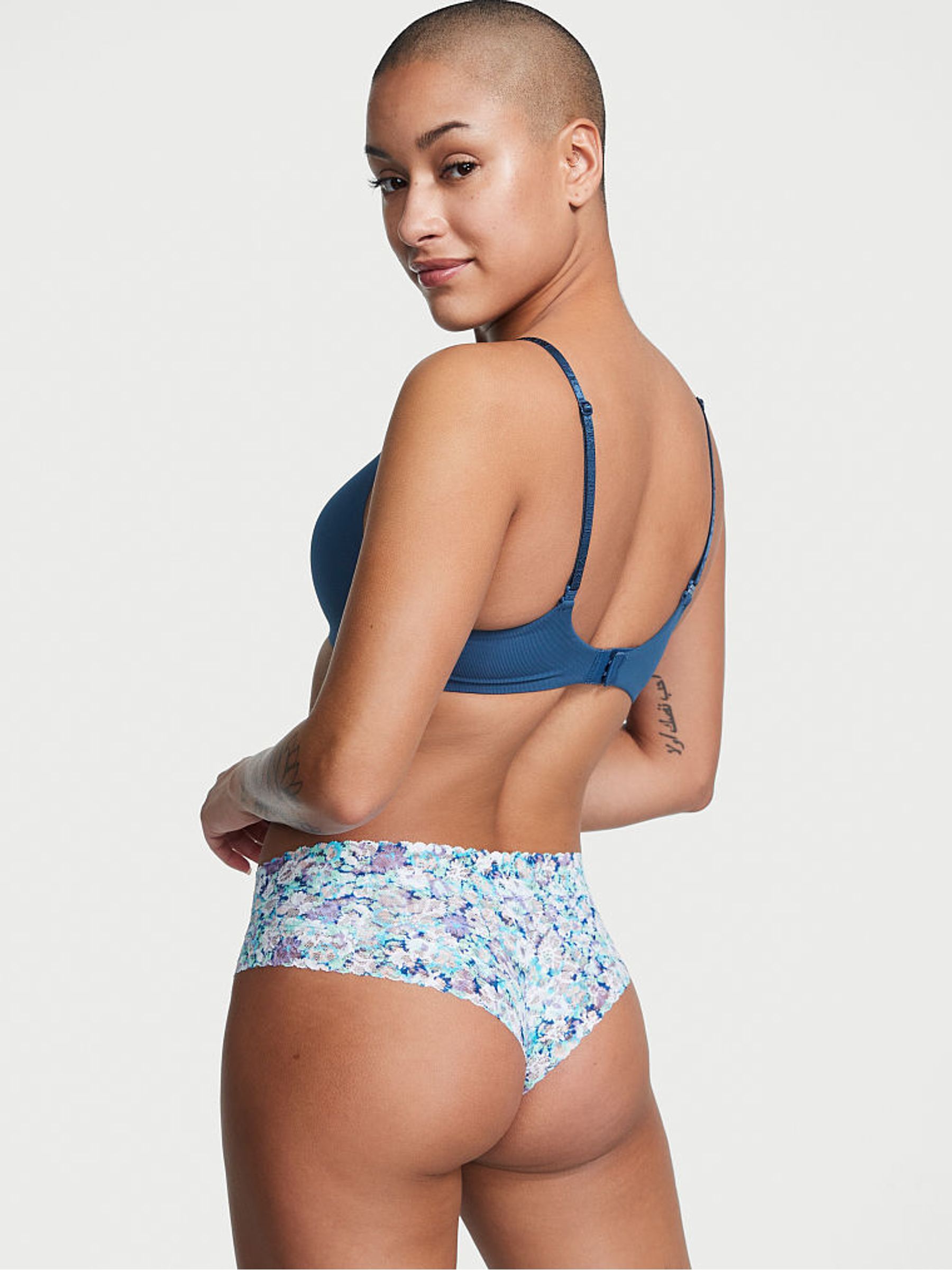 Blue Ditsy Floral Cheeky Lace Knickers - Image 2 of 3