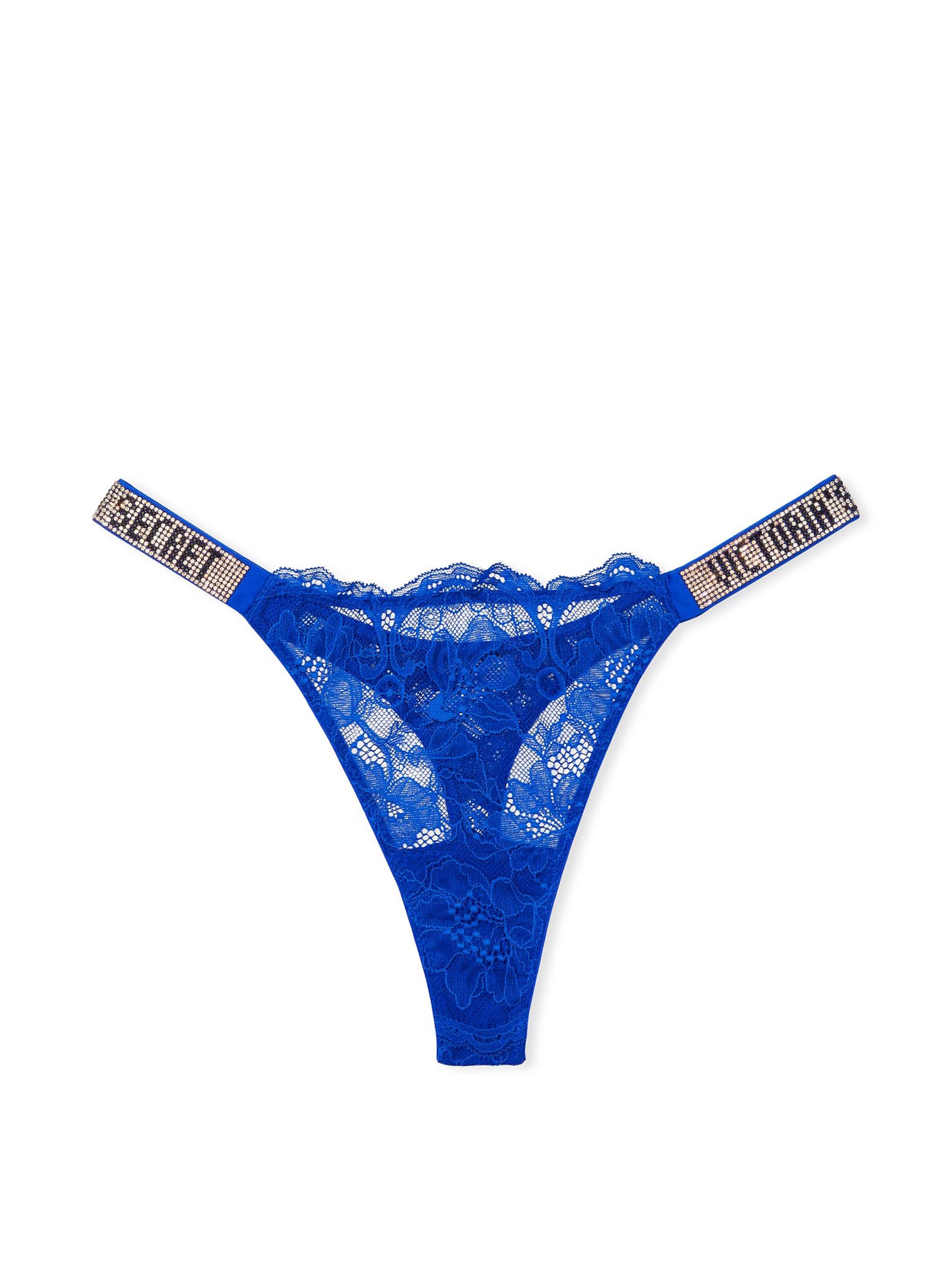 Blue Oar Lace Thong Shine Strap Knickers - Image 3 of 3
