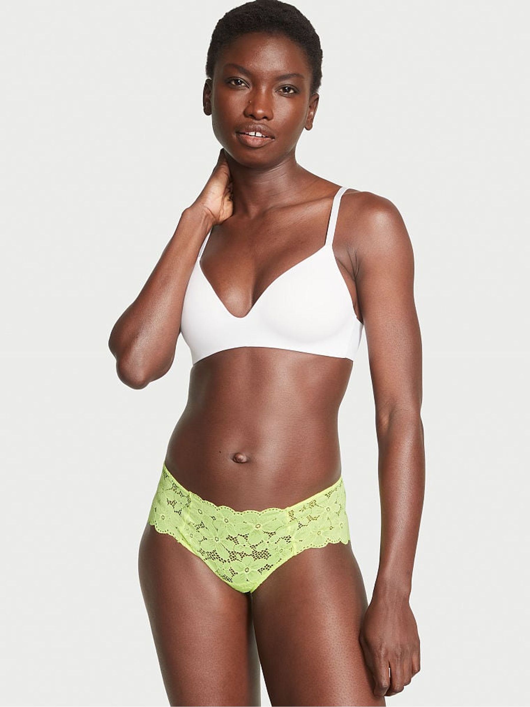 Lime Citron Yellow Cheeky Lace Thong Panty - Image 1 of 1