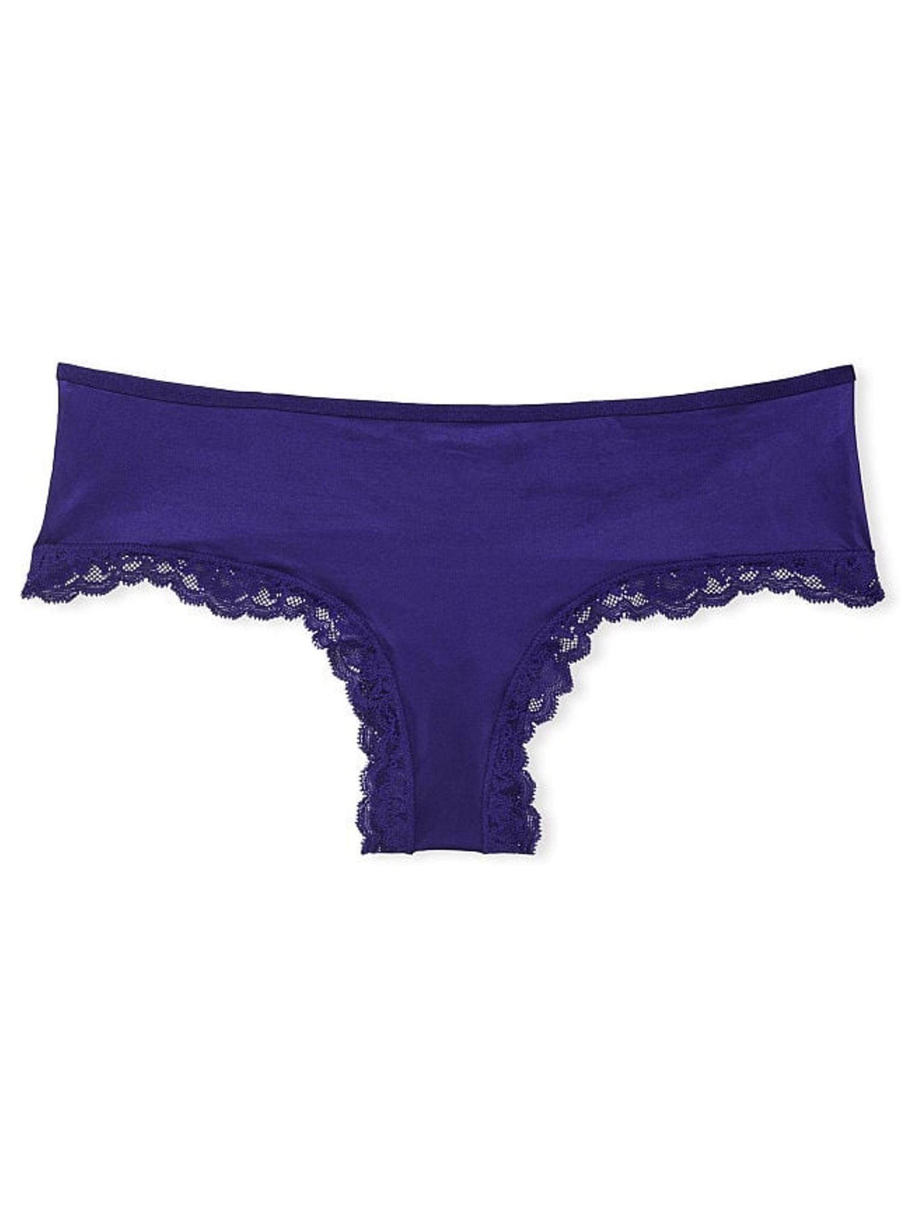 Night Ocean Blue Lace Trim Cheeky Knickers - Image 3 of 4