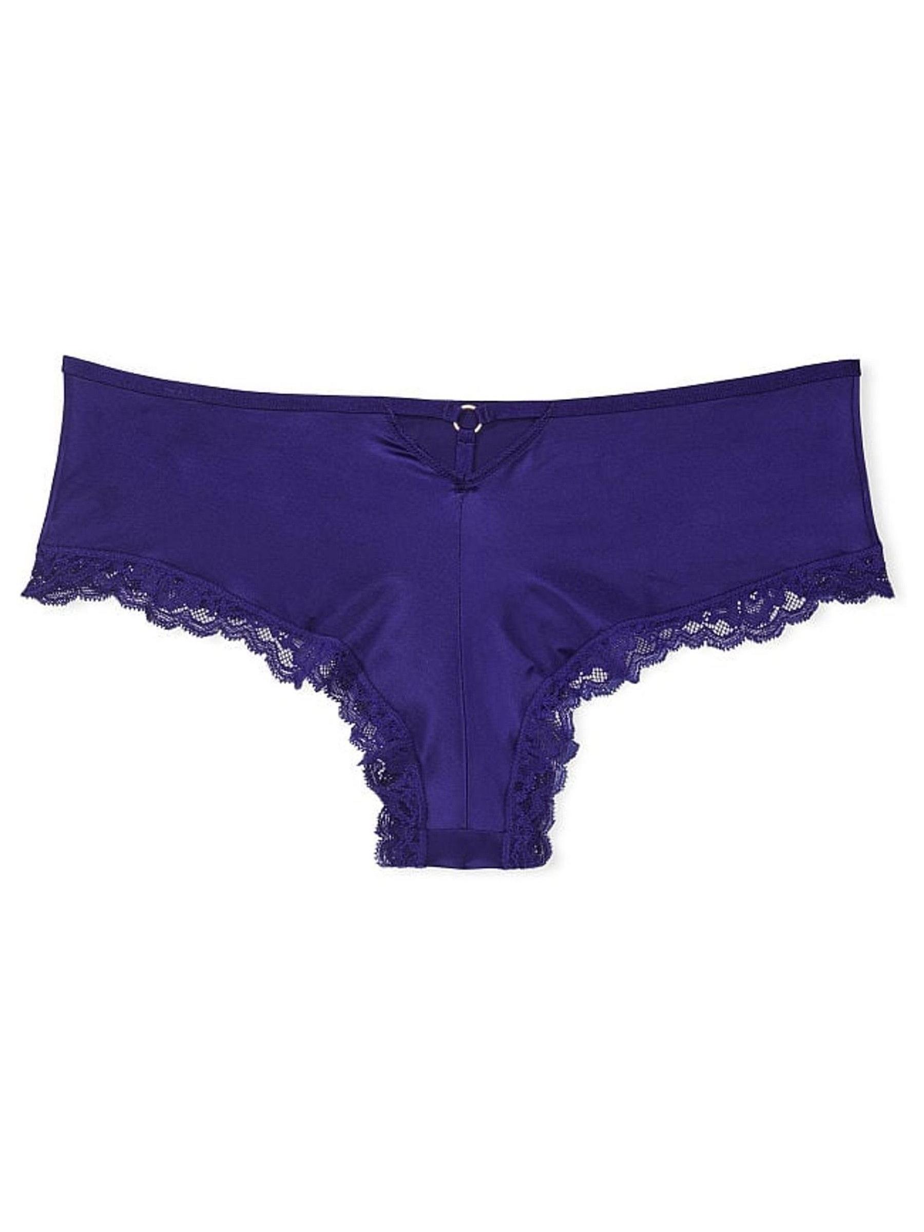 Night Ocean Blue Lace Trim Cheeky Knickers - Image 4 of 4
