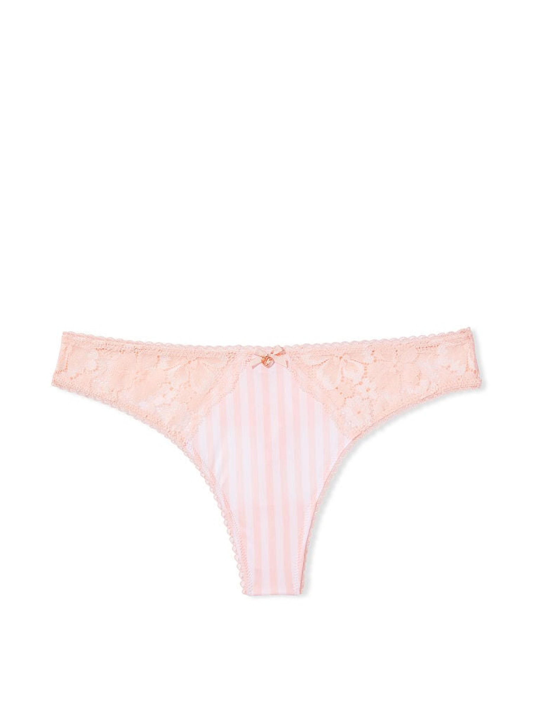 Purest Pink Stripe Thong Knickers - Image 3 of 3