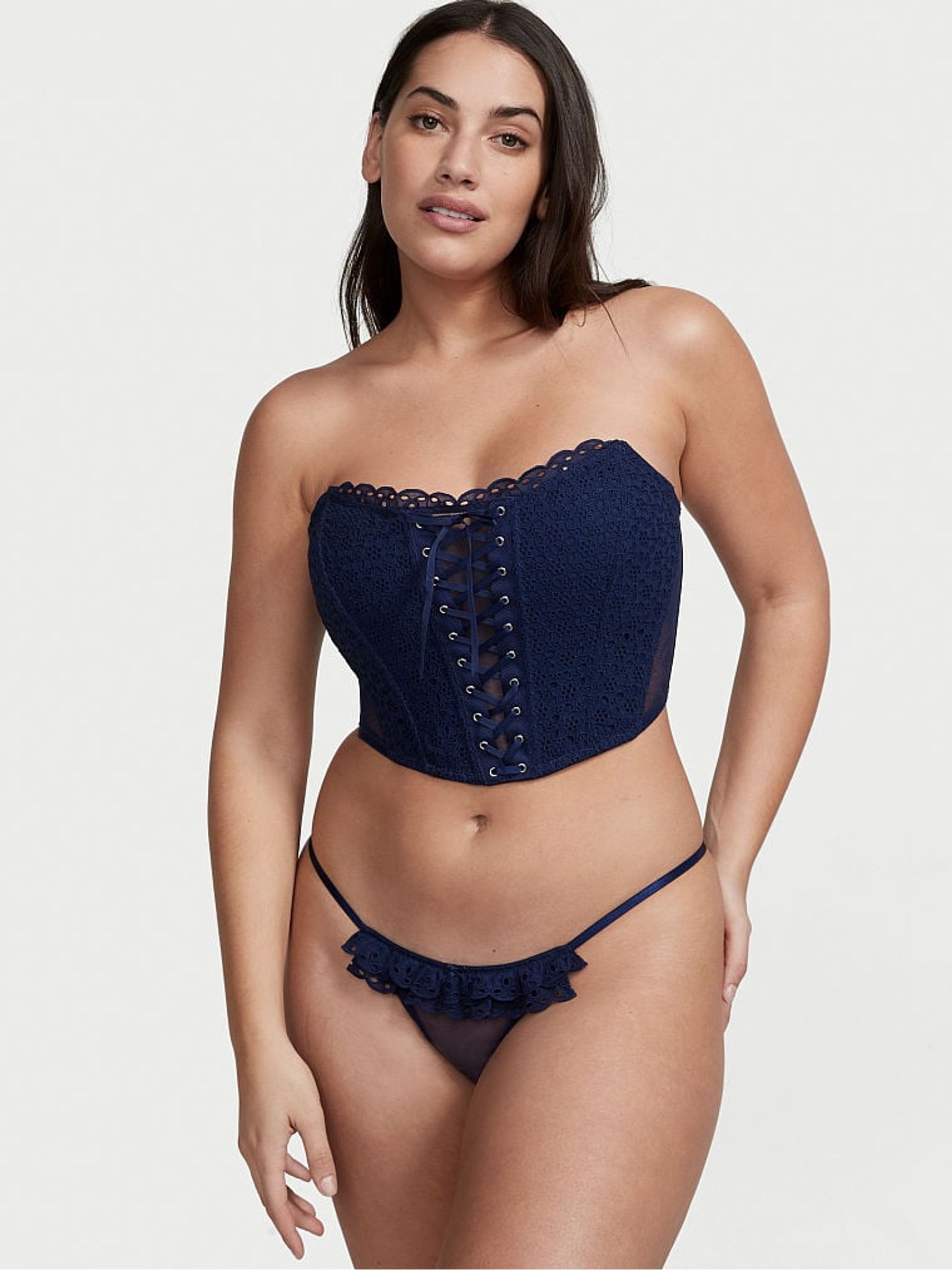 Ensign Navy Blue Bikini Broderie Knickers - Image 1 of 4