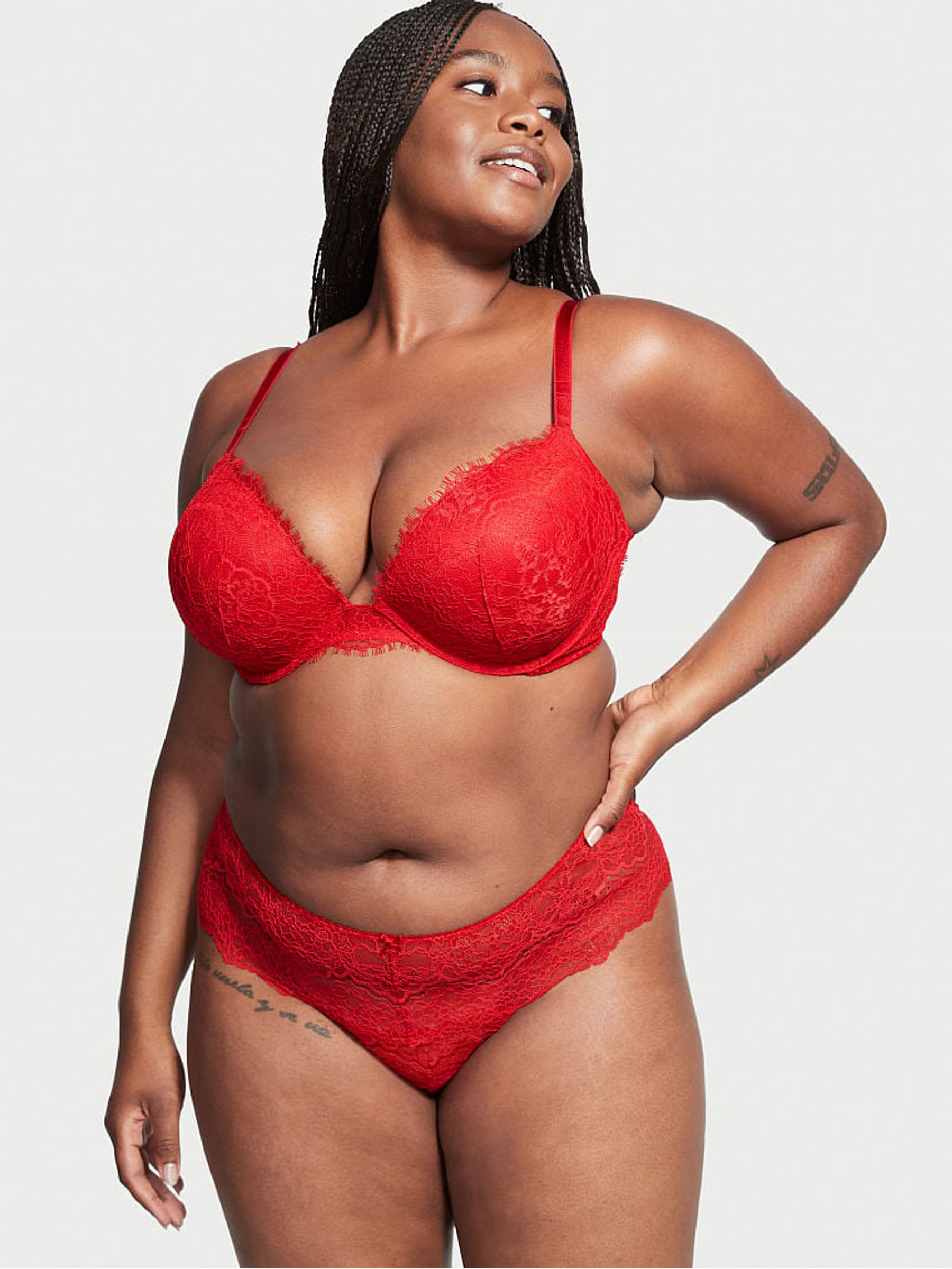 Lipstick Red Lace Hipster Thong Knickers - Image 1 of 3