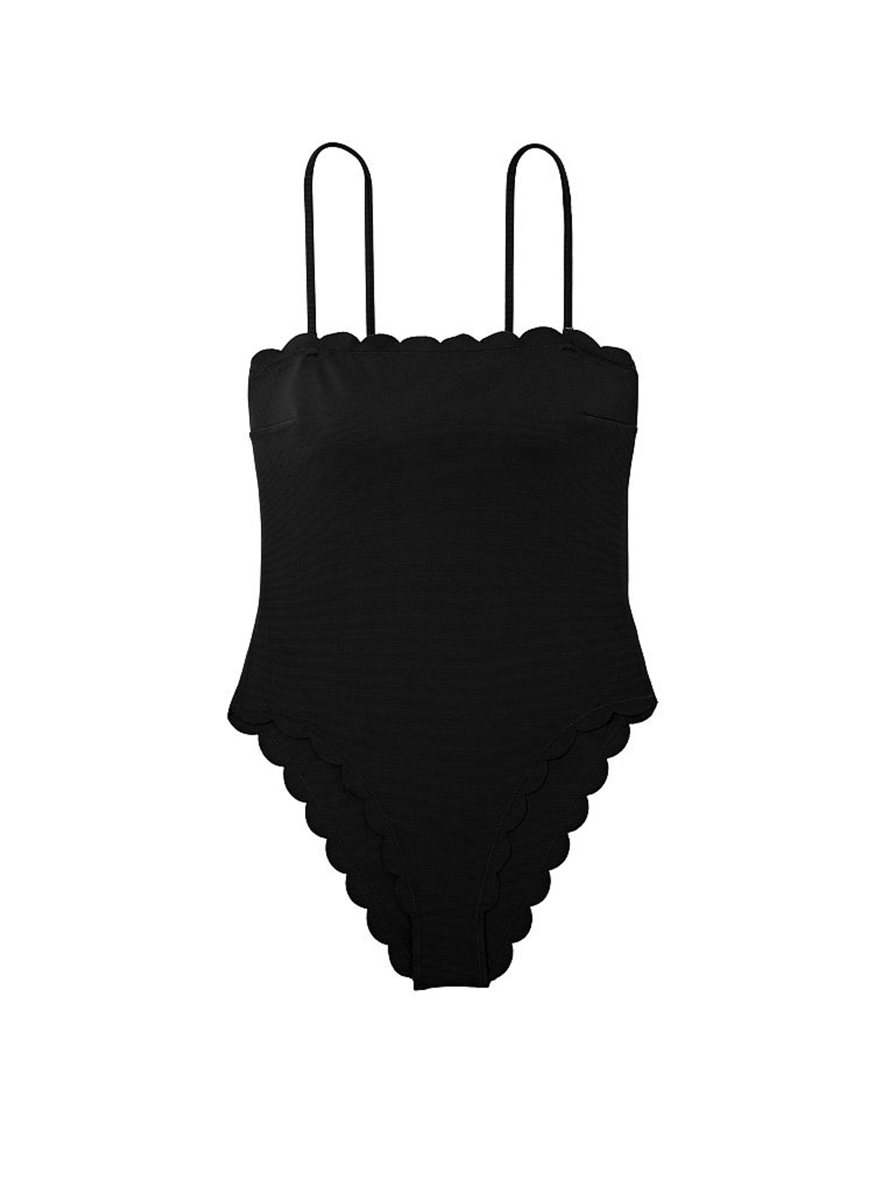 Black Scallop Bandeau Swimsuit - Image 1 of 2