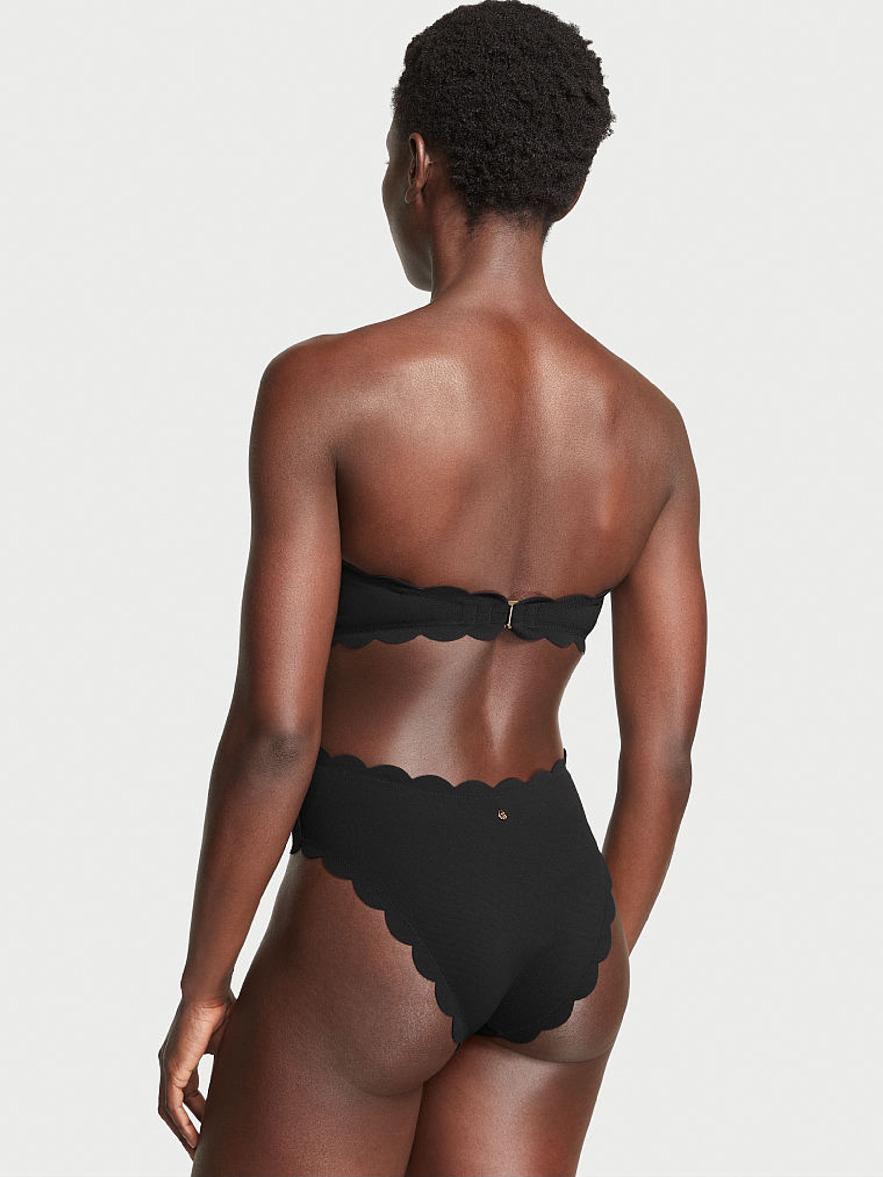 Black Scallop Bandeau Swimsuit - Image 2 of 2