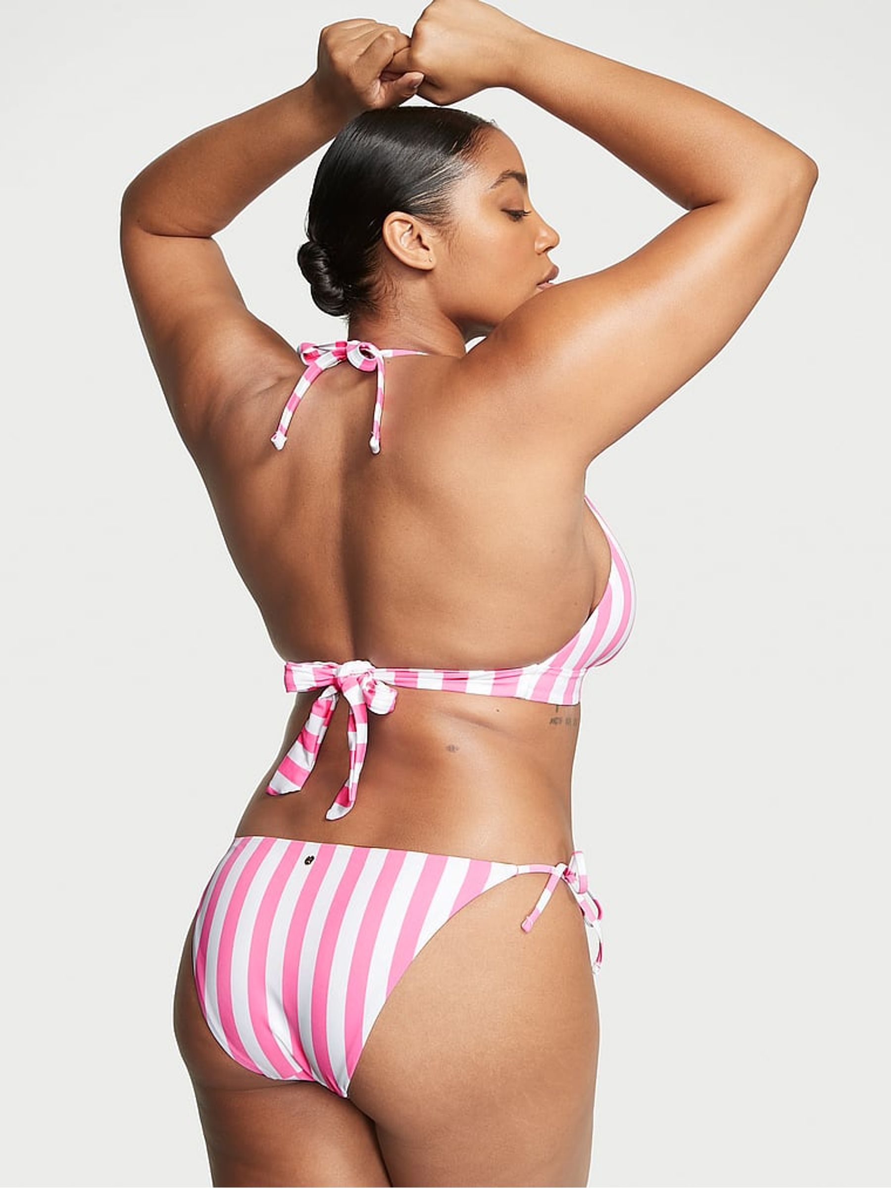 Pink Cabana Stripe Halter Swim Bikini Top - Image 2 of 3