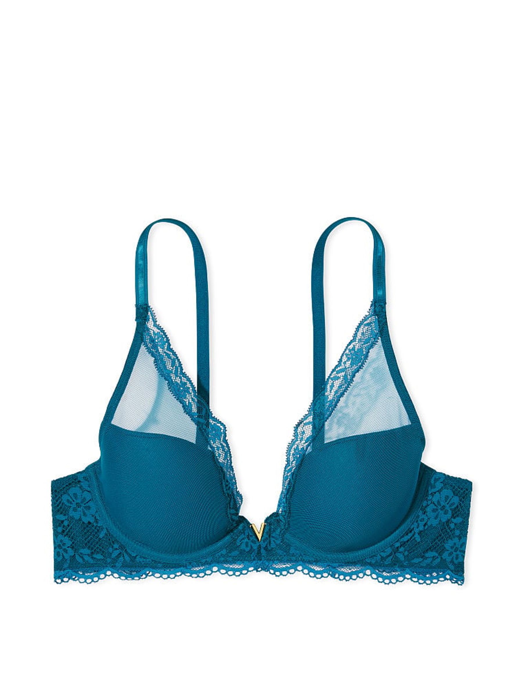 Blue Sapphire Mesh Half Pad Plunge Bra - Image 3 of 3