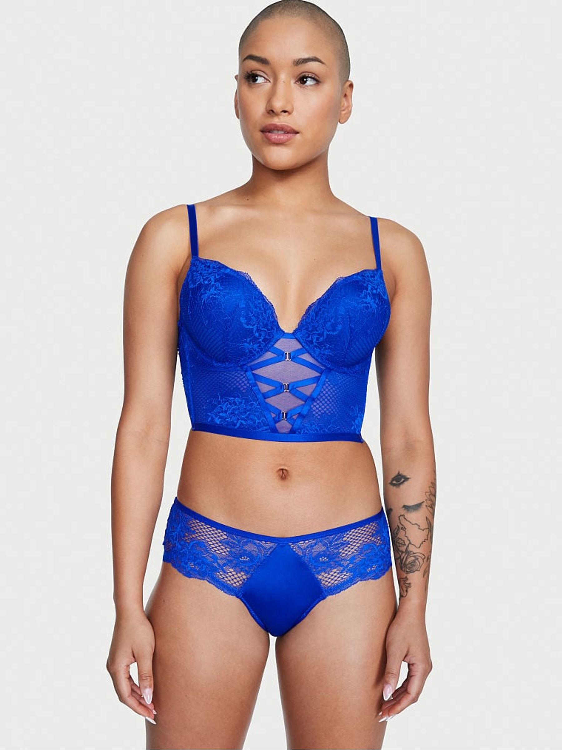 Blue Oar Corset Strappy Fishnet Lace Bra - Image 3 of 4