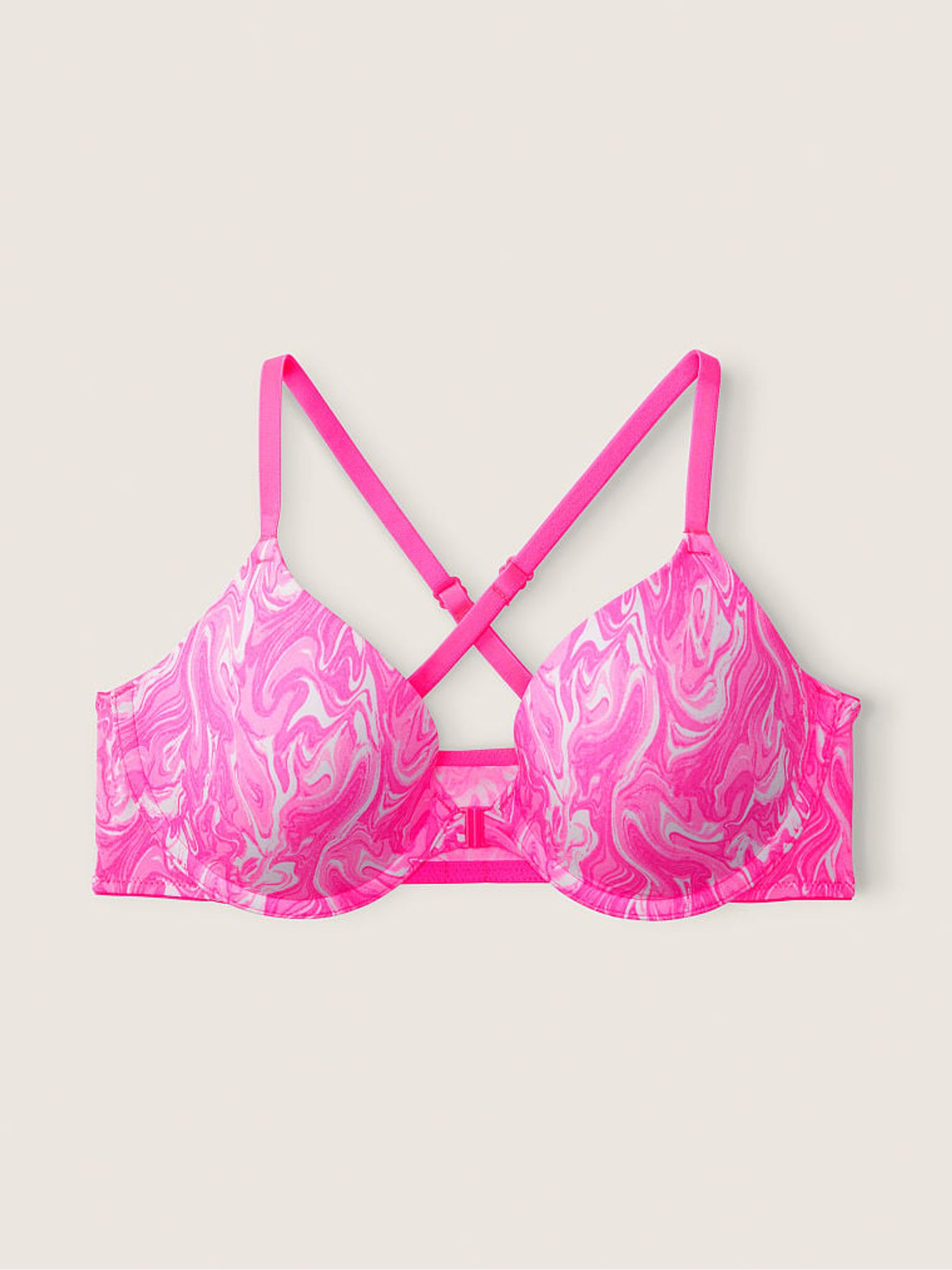 Atomic Pink Marble Lightly Lined Full Cup Front Fastening T-Shirt Bra - Image 5 of 5
