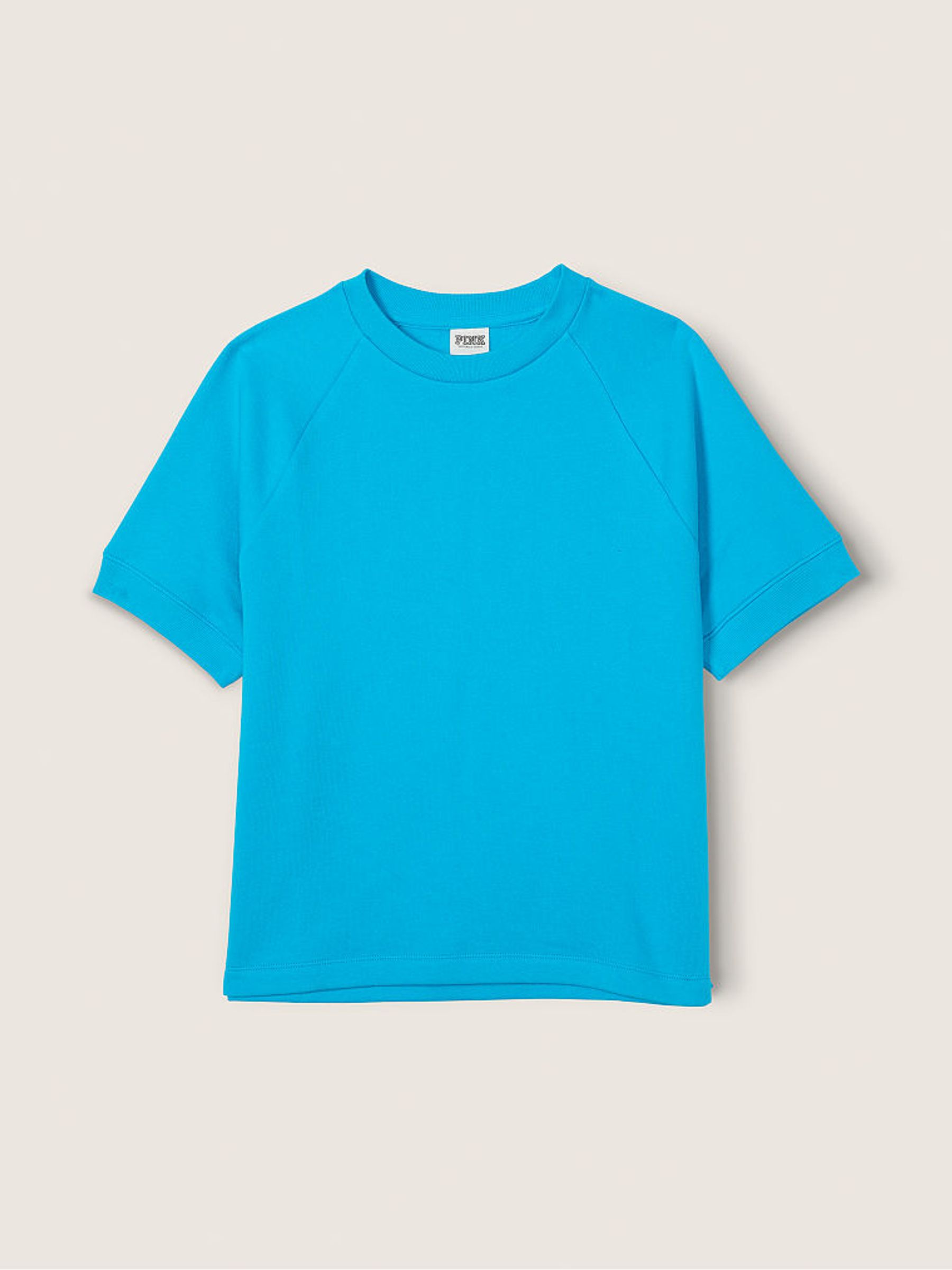 Marine Blue Fleece Crop Topped Pyjama Shortleeve Crewneck Sweatshirt - Image 4 of 4