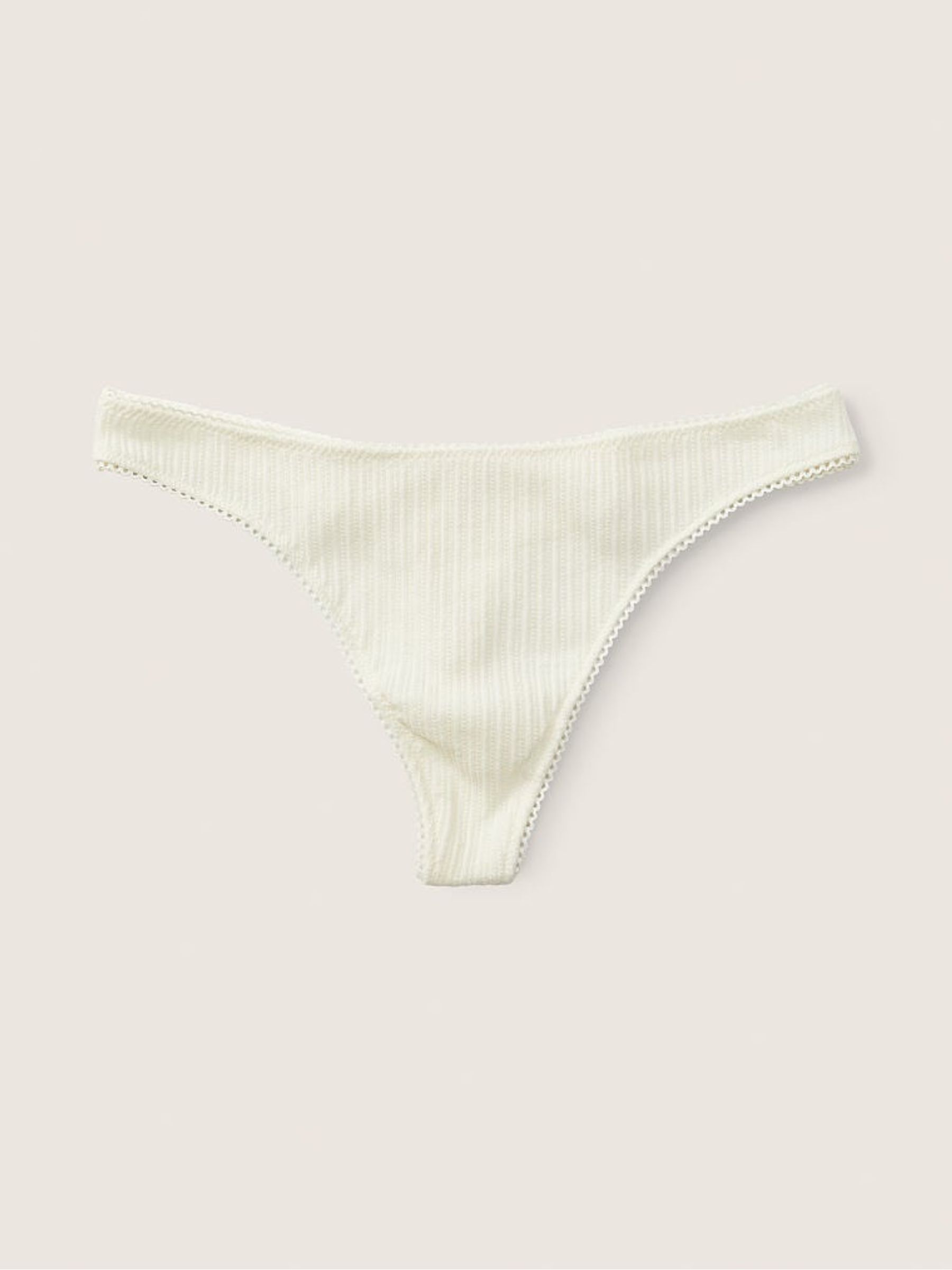 Soft Pearl White Cotton Thong Knickers - Image 1 of 1