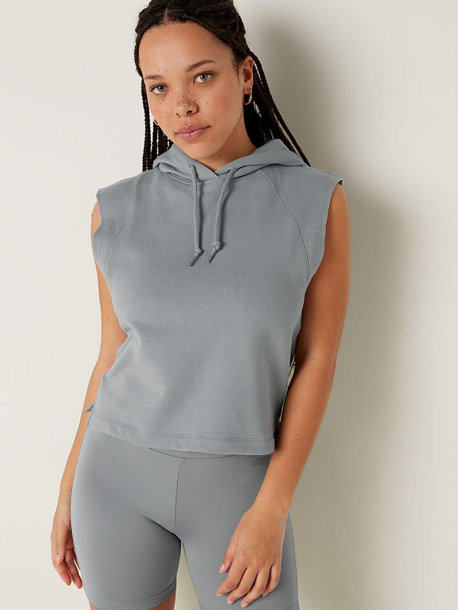 Grey Oasis Cropped Sleeveless Hoodie - Image 1 of 4