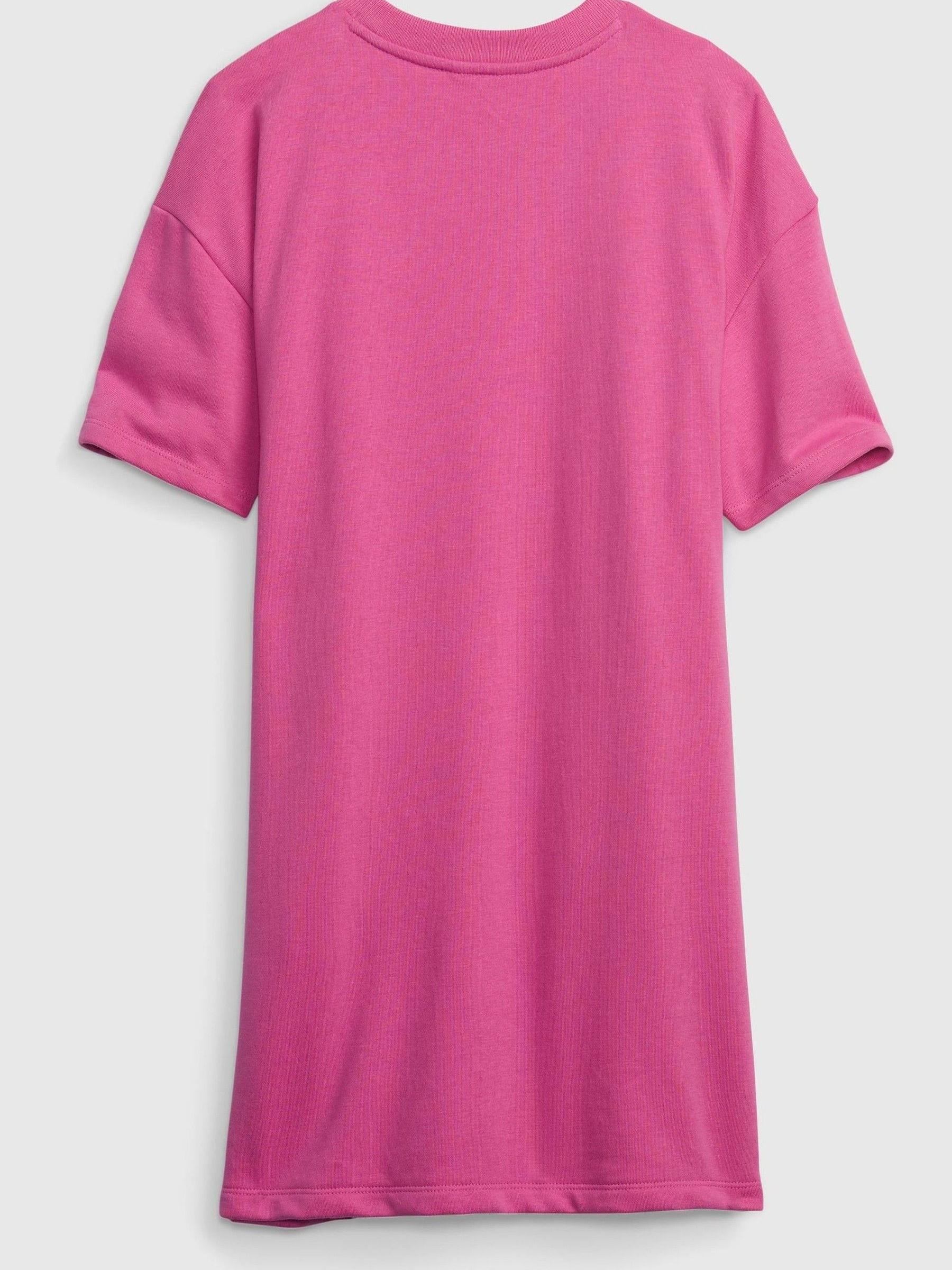 Pink Embroideres Short Sleeve Arch Logo Dress - Image 2 of 2
