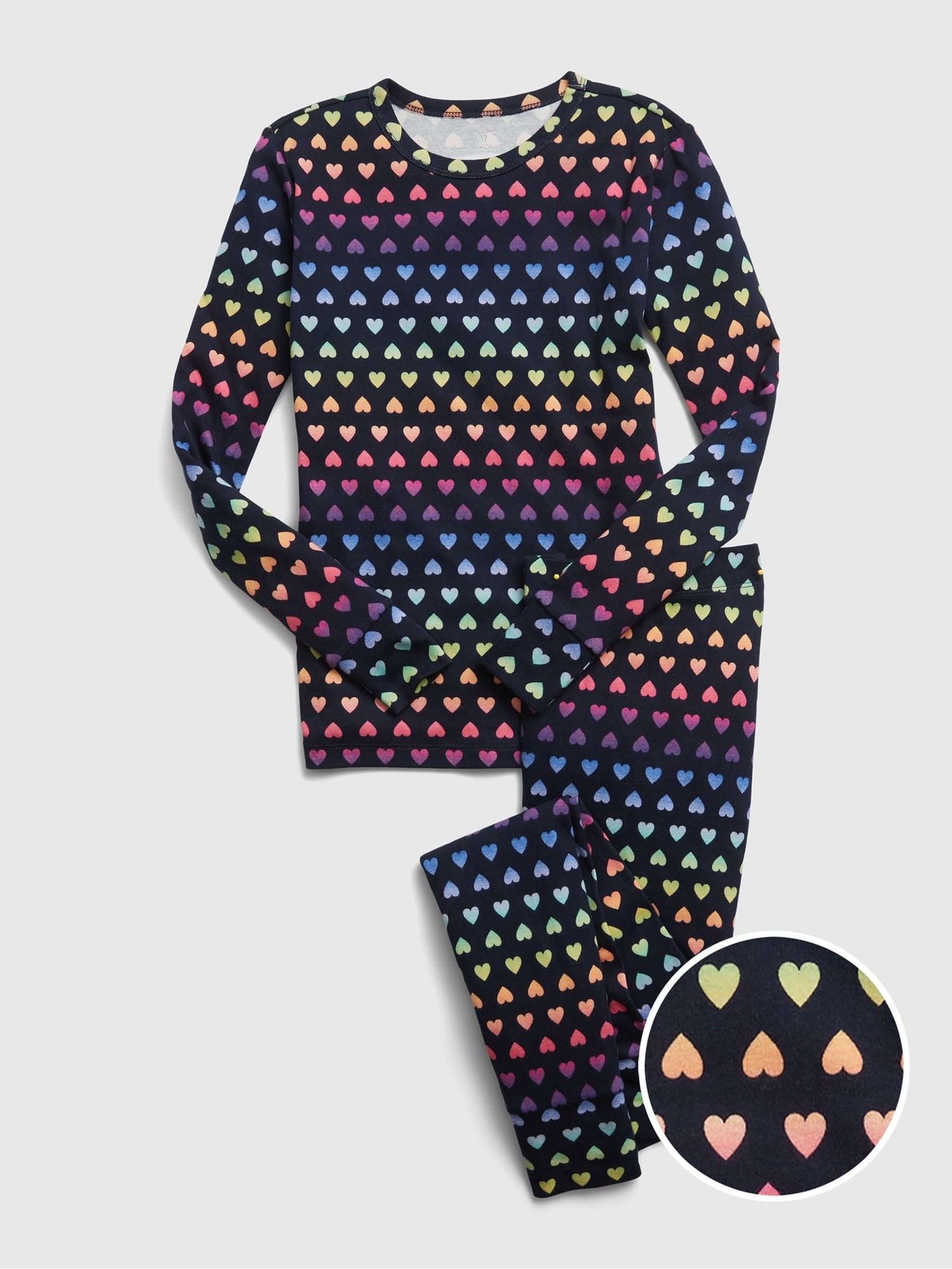 Blue Graphic Heart Print Long Sleeve Pyjamas - Image 1 of 7