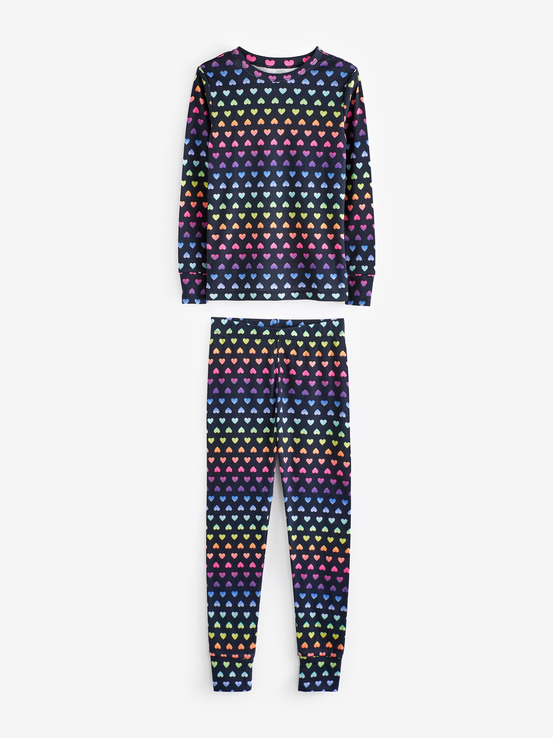 Blue Graphic Heart Print Long Sleeve Pyjamas - Image 3 of 7