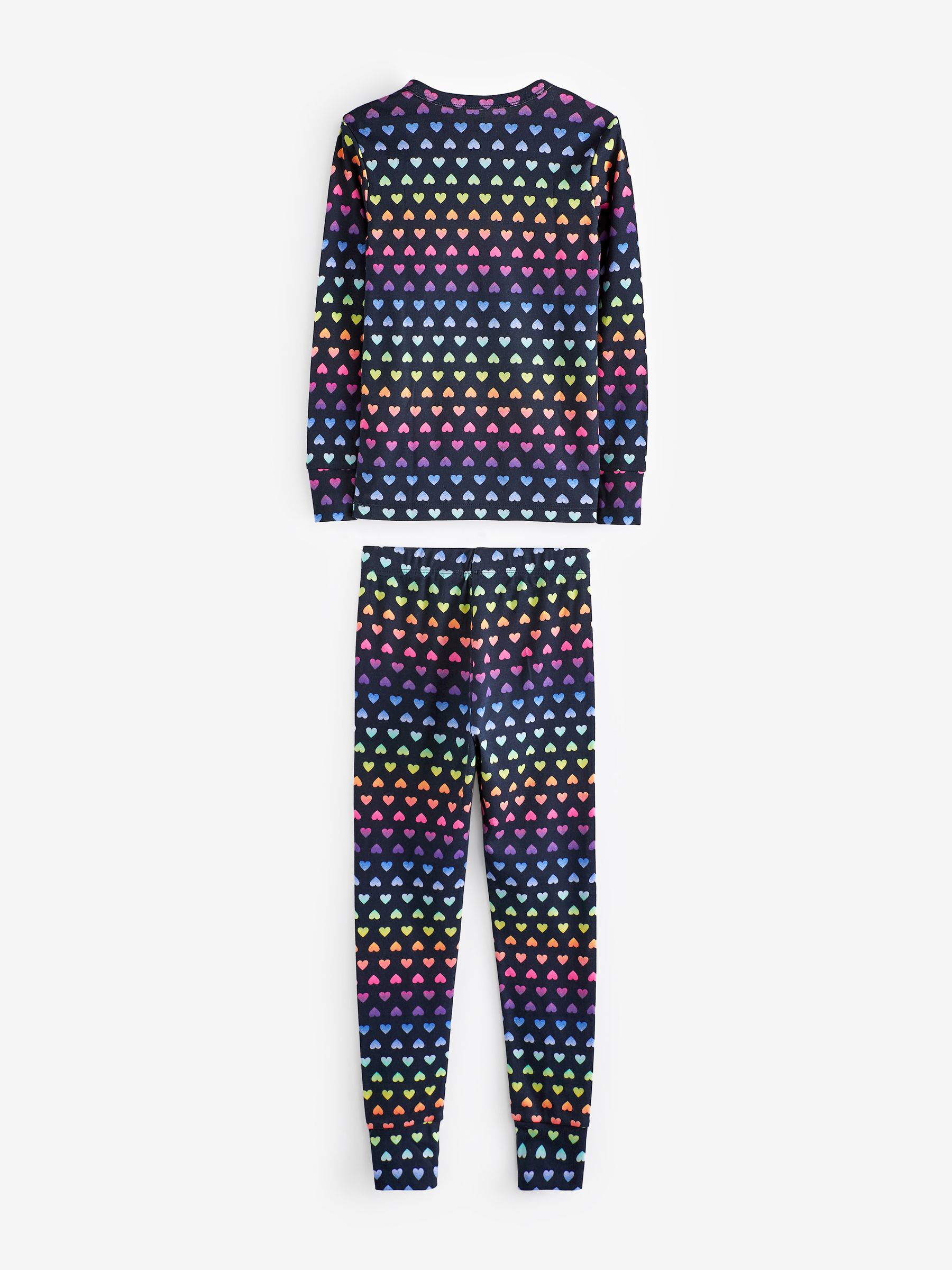Blue Graphic Heart Print Long Sleeve Pyjamas - Image 4 of 7