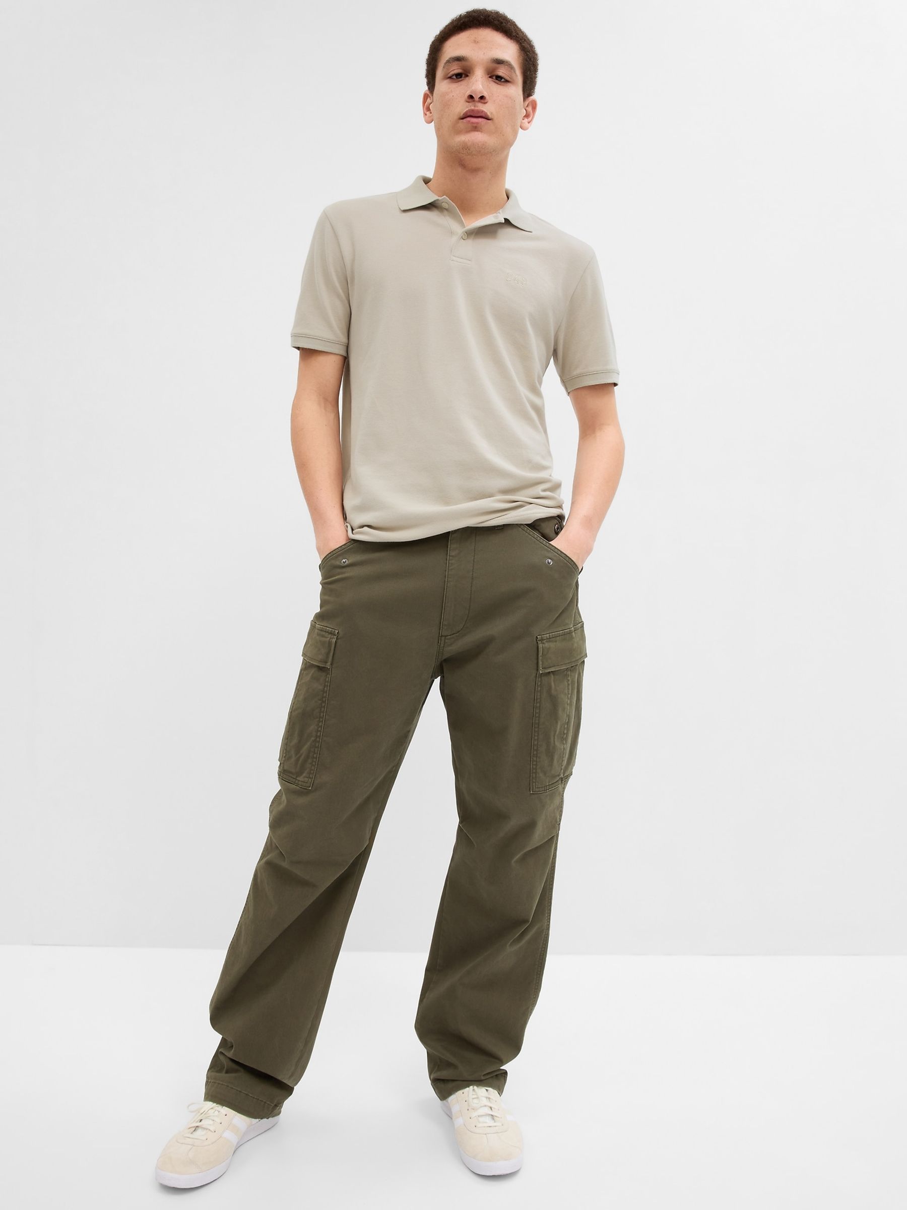 Beige Pique Logo 100% Cotton Short Sleeve Polo Shirt - Image 1 of 1