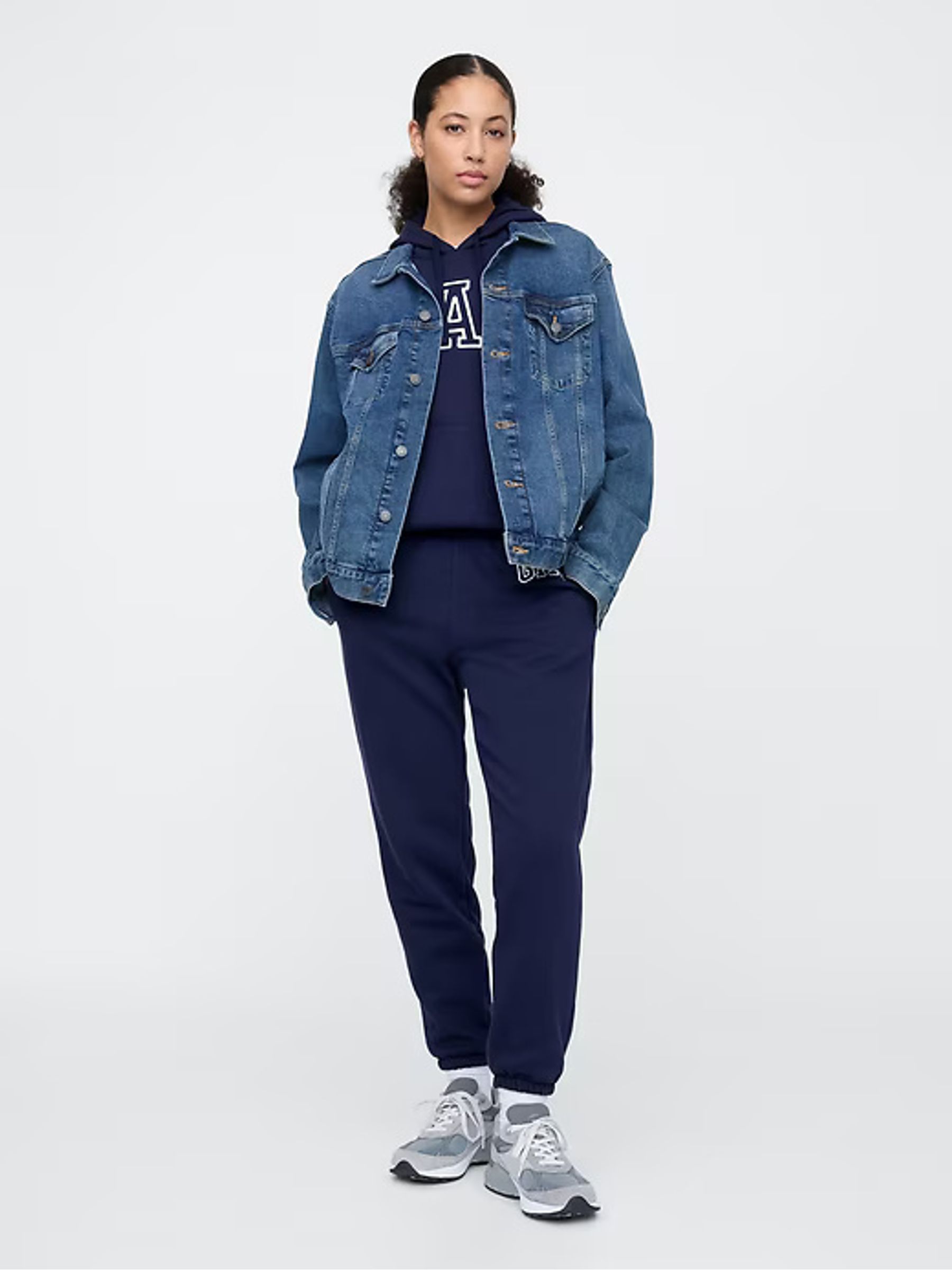 Navy Blue Vintage Arch Logo Fleece-Lined Joggers - Image 3 of 6