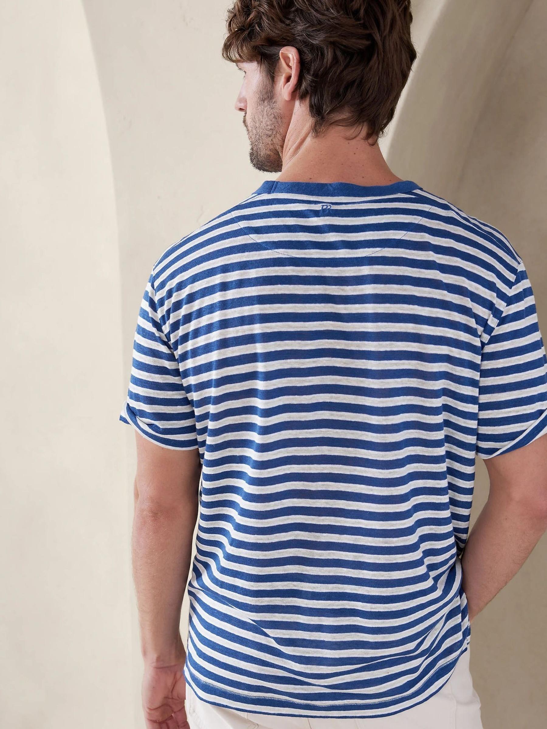 Banana Republic Blue Linen Crew-Neck T-Shirt - Image 2 of 4